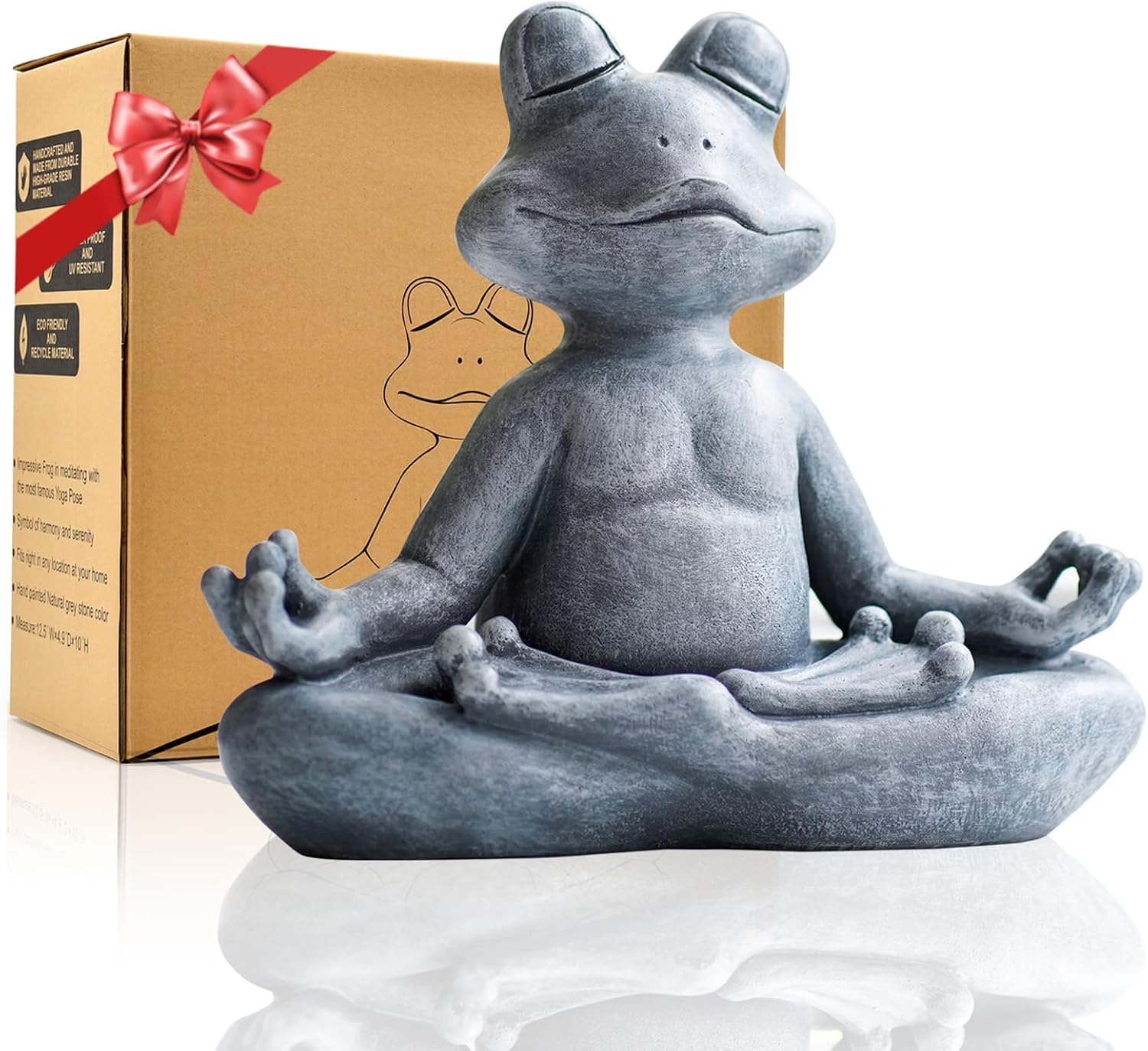 Goodeco Meditating Yoga Frog Statue - 12.5" Lx10 H for Home, Garden & Gifts | Zen garden decor, gifts for women/mom