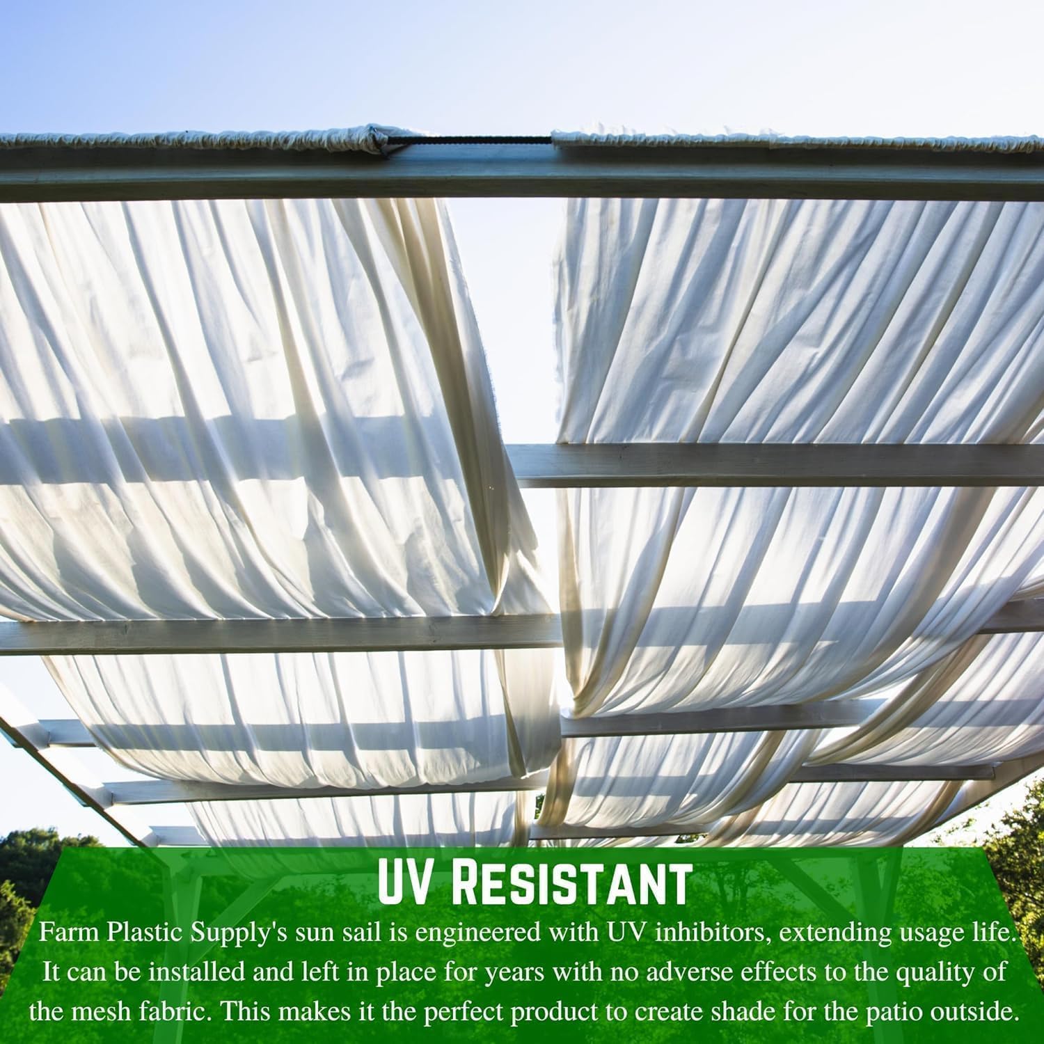 Farm Plastic Supply - White Shade Cloth - 50% - Mesh Fabric for Fence Privacy Screen, Garden Shade, Mesh Fence