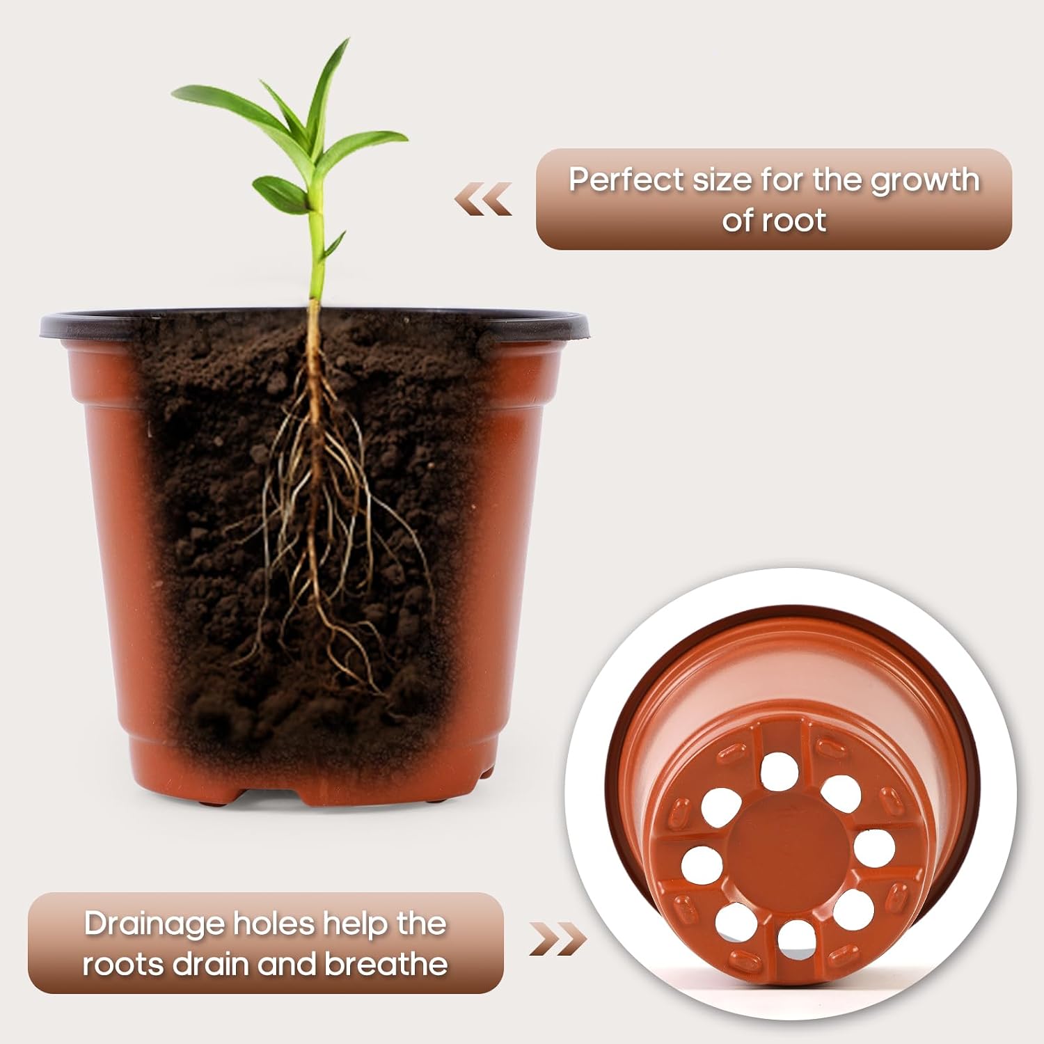 4 Inch 300 Pack Plastic Nursery Pots with Drainage Holes with 300pcs Labels | Garden Flower Pots,for Transplanting,for