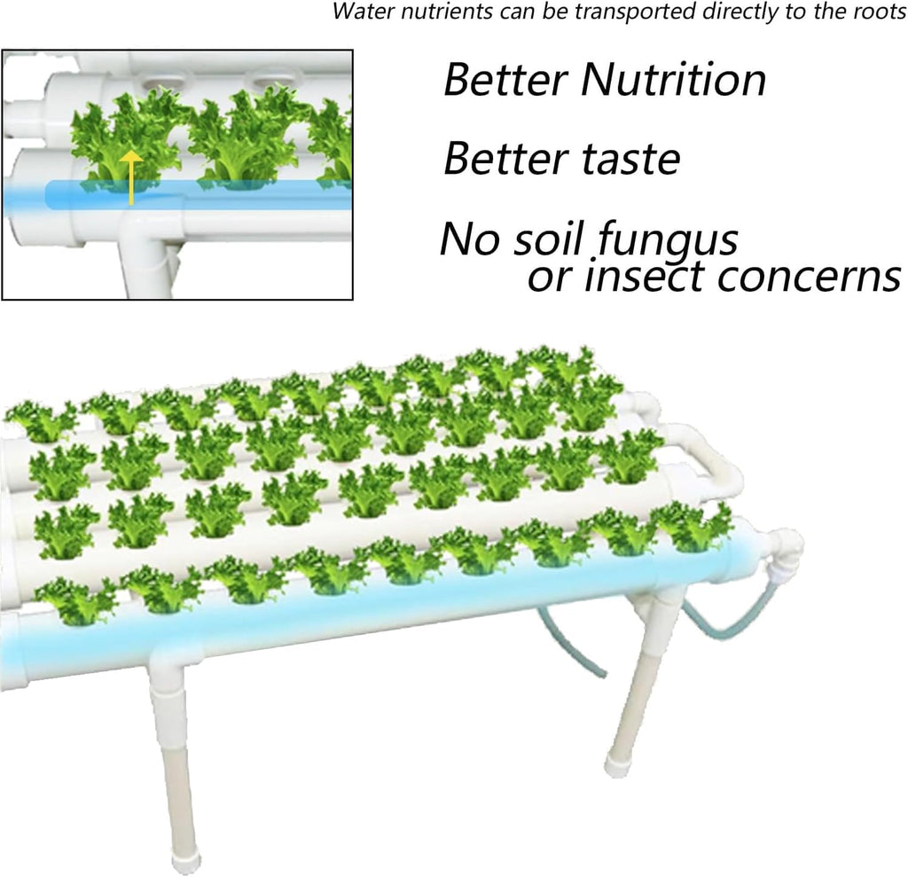 INTBUYING Hydroponics Growing System 36 Holes 4 Pipes 1 Layer Plant Site Grow Kit Horizontal with Water Pump, Nest