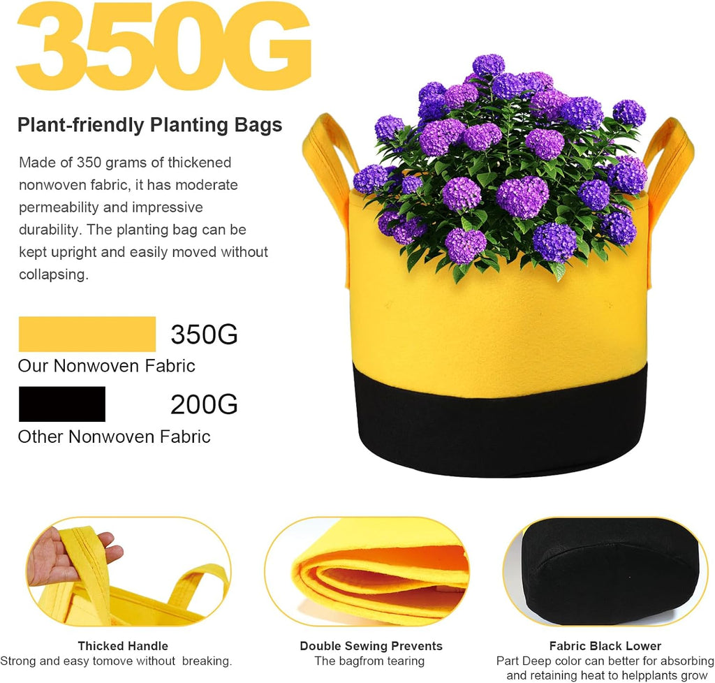Grow Bags 10 Gallon,6 Pack Fabric Plant Pots with Handles Planter Bag for Outdoor Garden Planting Vegetables Flowers