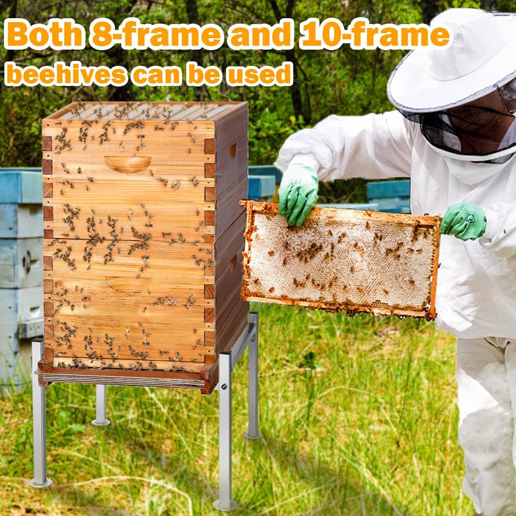 Honey Lake Metal Bee Hive Stand for 8/10 Frame Beehive box, Easy to Assemble Sturdy Beehive Stand for Beekeeping, Bee