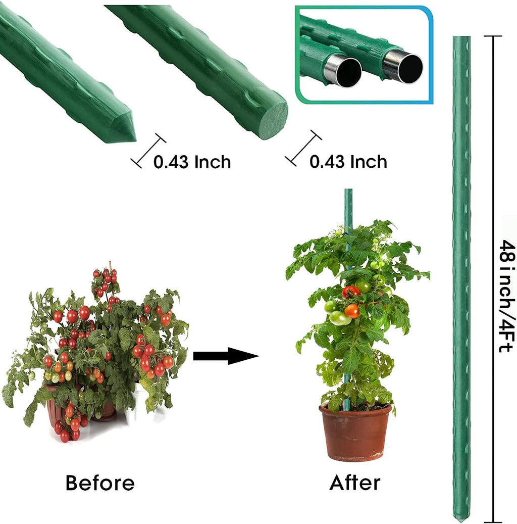 4Feet 48inch Garden Stakes Sturdy Plant Sticks Support Tomato Stakes for Vegetable,Pack of 20