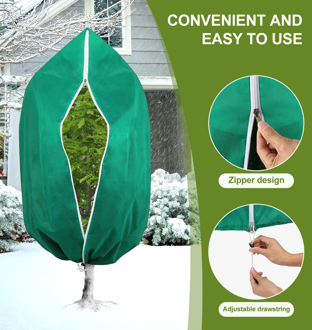 Plant Covers Freeze Protection, 4 Pack Frost Cloths with Zipper Drawstring (31.5" x 47.3"), Reusable Garden Fruit Tree