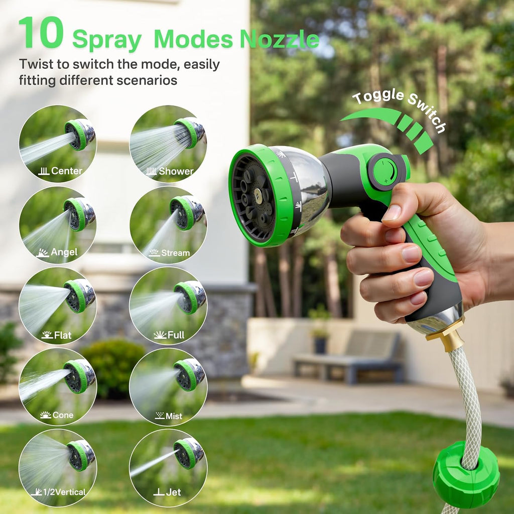 Retractable Garden Hose Reel, 1/2 in x 150 ft Heavy Duty Wall-Mounted Hose Reel with 180° Swivel Bracket, 10-Pattern