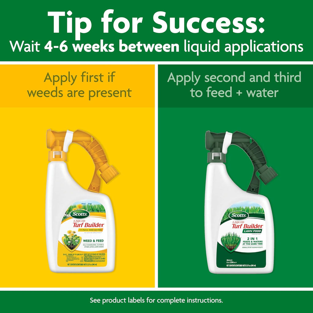 Scotts Liquid Turf Builder Lawn Care Bundle, 32 fl. oz. (3-Pack) | With 2 Turf Builder Lawn Food Bottles and 1 Turf