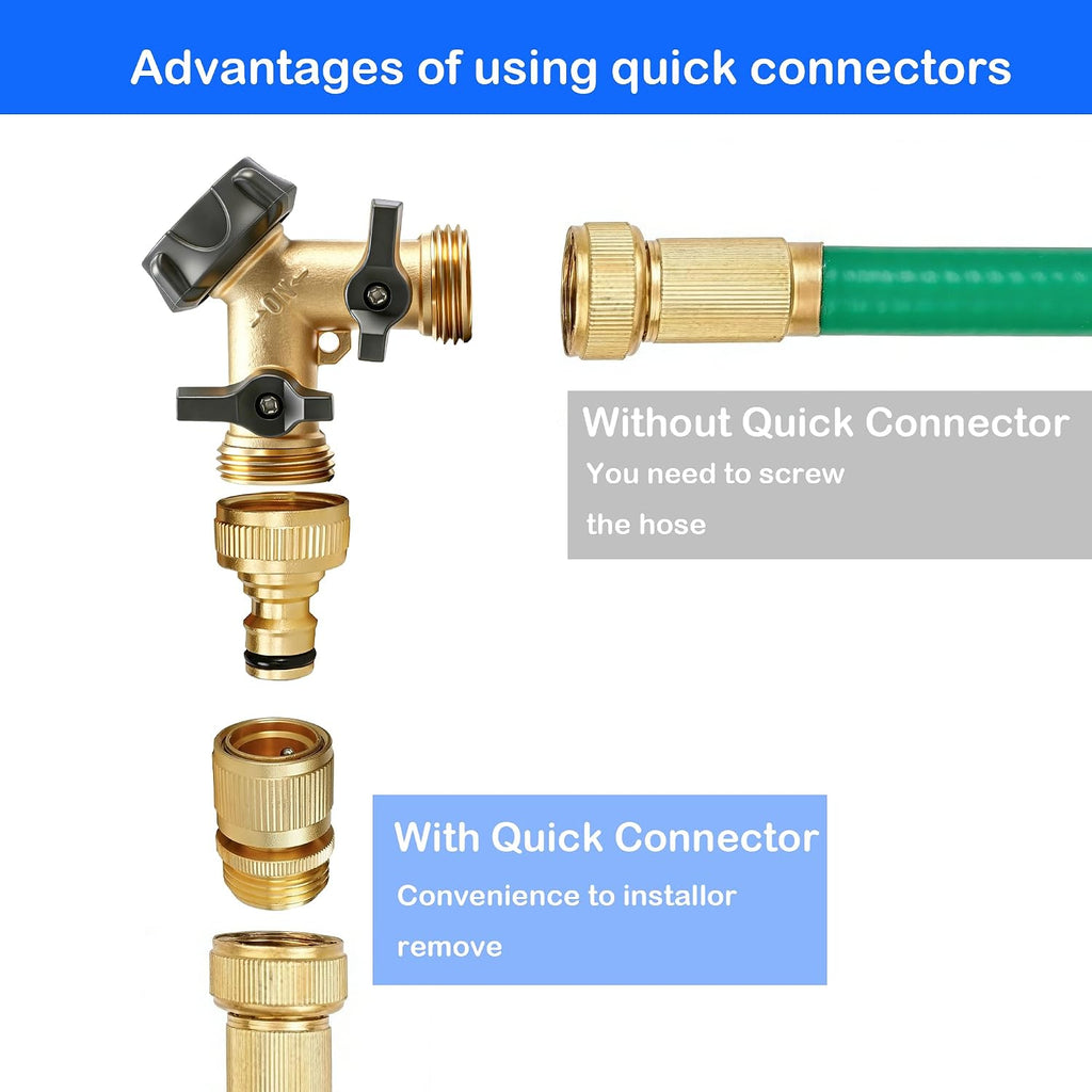 Hourleey Garden Hose Quick Connect, 8 Set Solid Brass 3/4 Inch GHT Thread Garden Hose Quick Connect Fittings, No-Leak