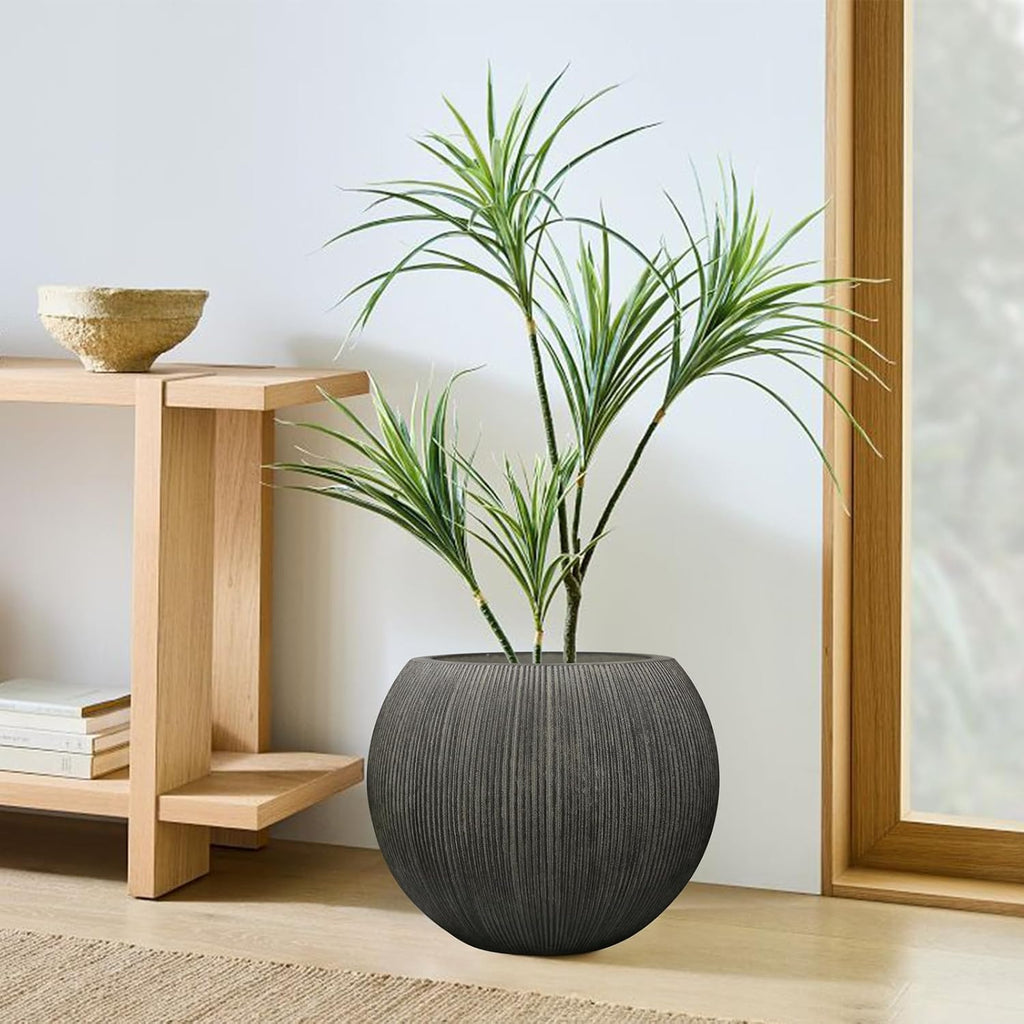 11.8" H x 14.5" D Large Round Plastic Planter with Drainage Hole & Plug | UV/Weatherproof, Lightweight, Recyclable