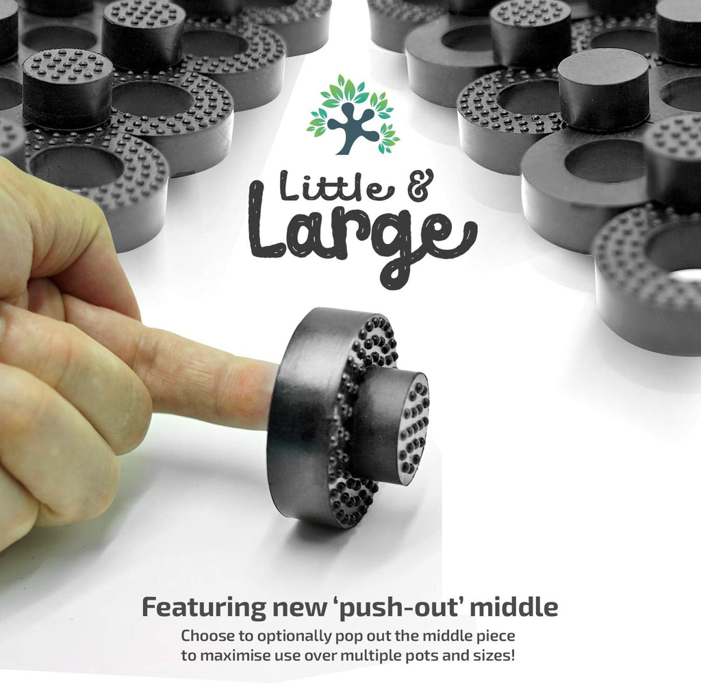 Little & Large Plant Pot Feet, Dual Size, 20 Pack | solid rubber outdoor pot feet, dual-size pot risers, patios, decks