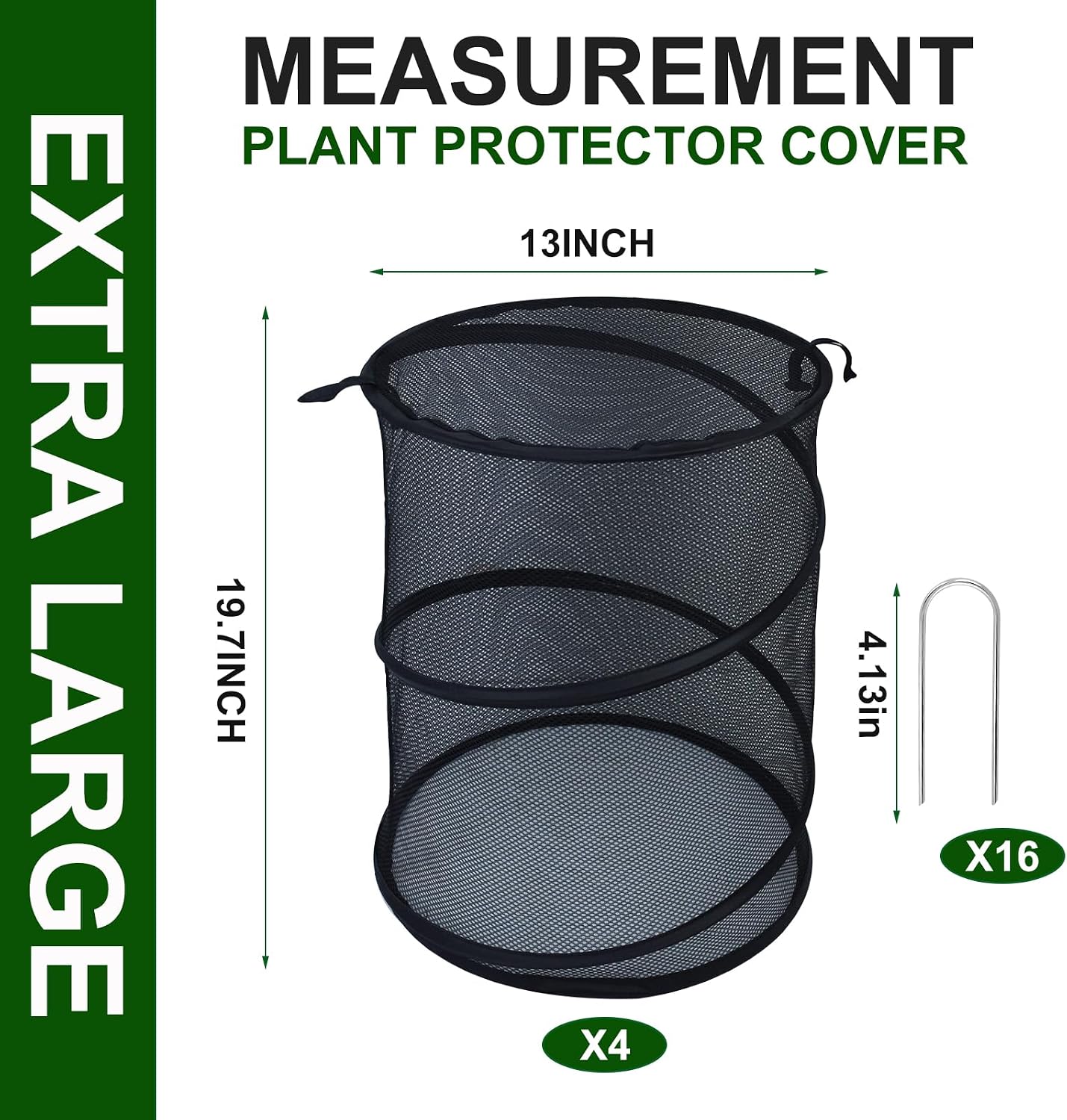 4 Pack Pop up Plant Covers Tent from Animals, 20"H X 13"D Insect Barrier Mesh Plant Guard Cover Net Black Garden Plant