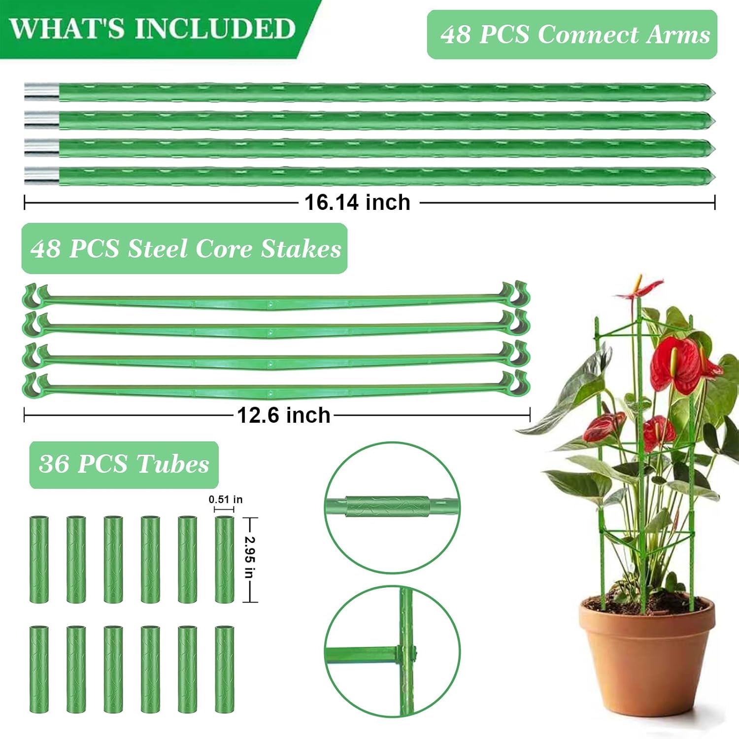 63Inch Tomato Cage for Garden, 4Pack Plant Support Garden Stakes | Adjustable Tall Tomato Cages, Tomato Trellis for