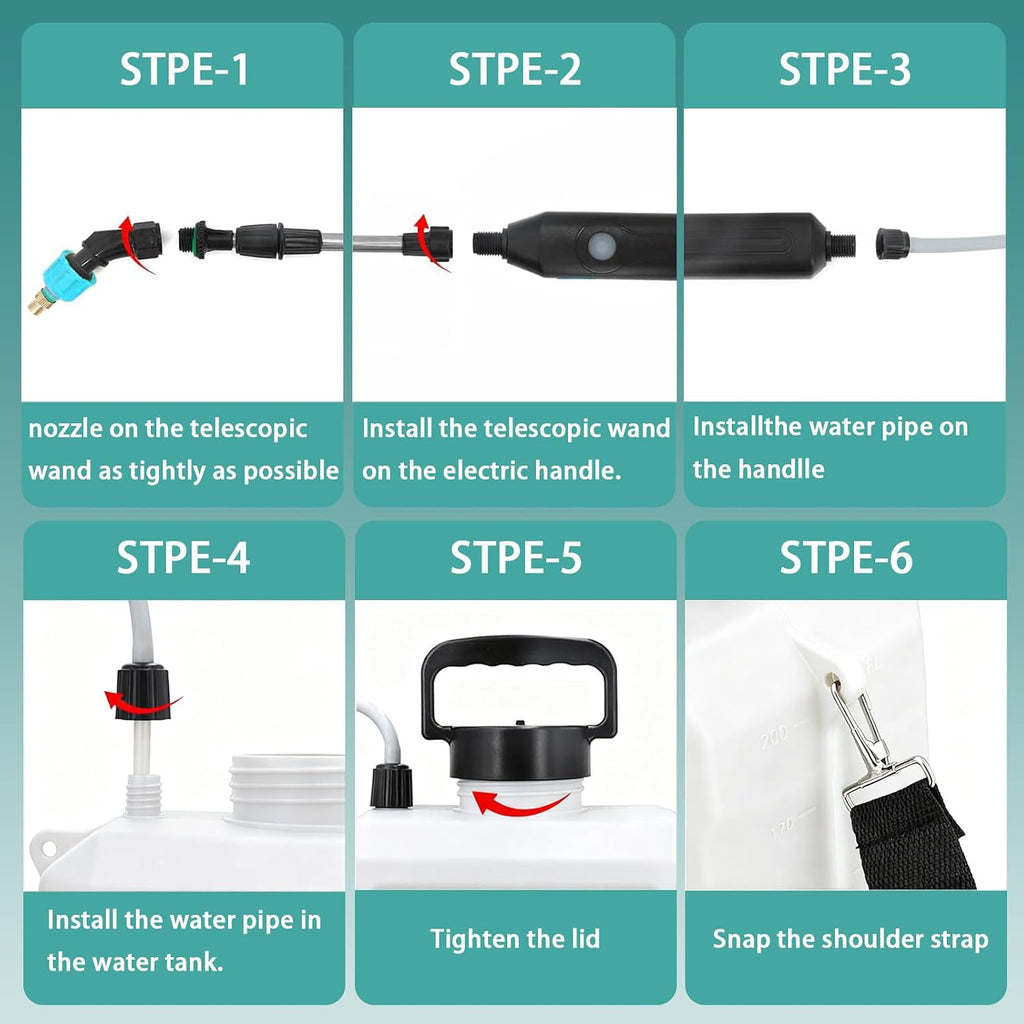 2 Gallon Battery Powered Sprayer, 2000mAh Electric Power White Continuous Battery Operated misting Retractable