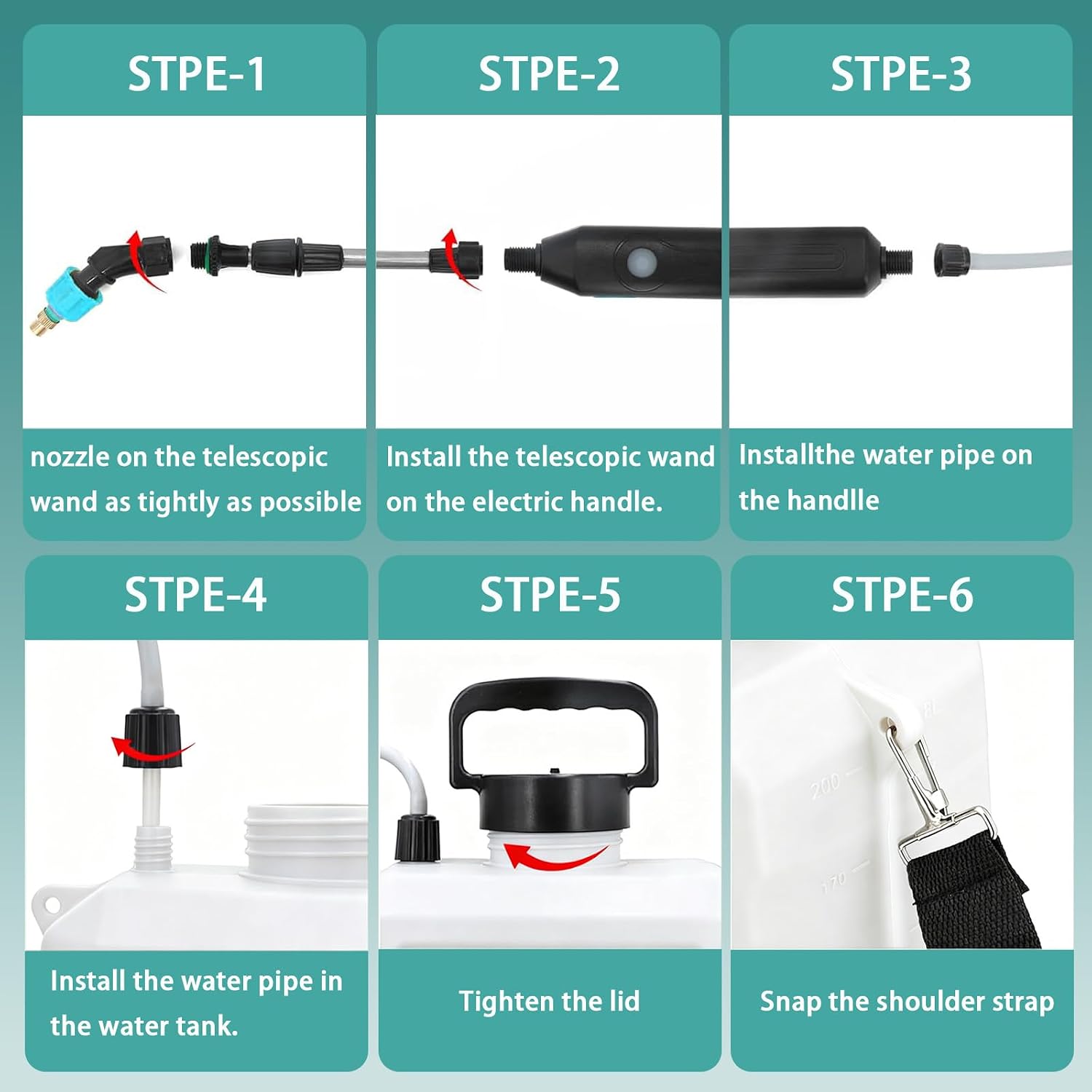 2 Gallon Battery Powered Sprayer, 2000mAh Electric Power White Continuous Battery Operated misting Retractable
