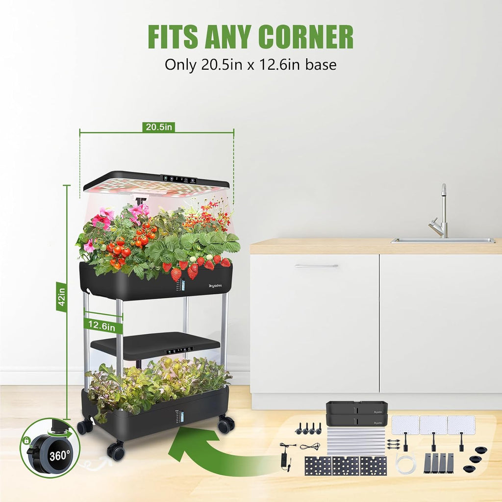 Large Hydroponics Growing System Kit,44-Pod with 3 Seed Packs | Includes Basil, Buttercrunch Lettuce & Gourmet Salad