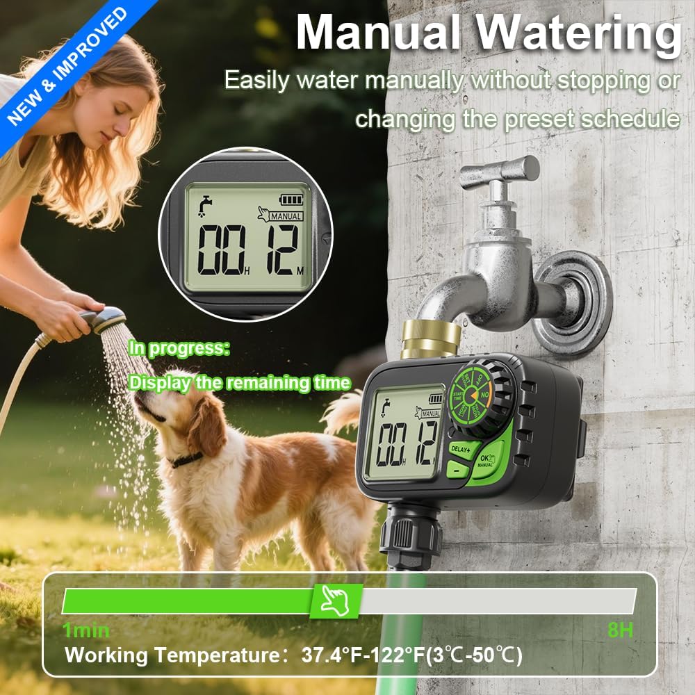 Programmable Digital Sprinkler Water Hose Irrigation Timer for Lawn | Outdoor Waterproof, Automatic Watering with