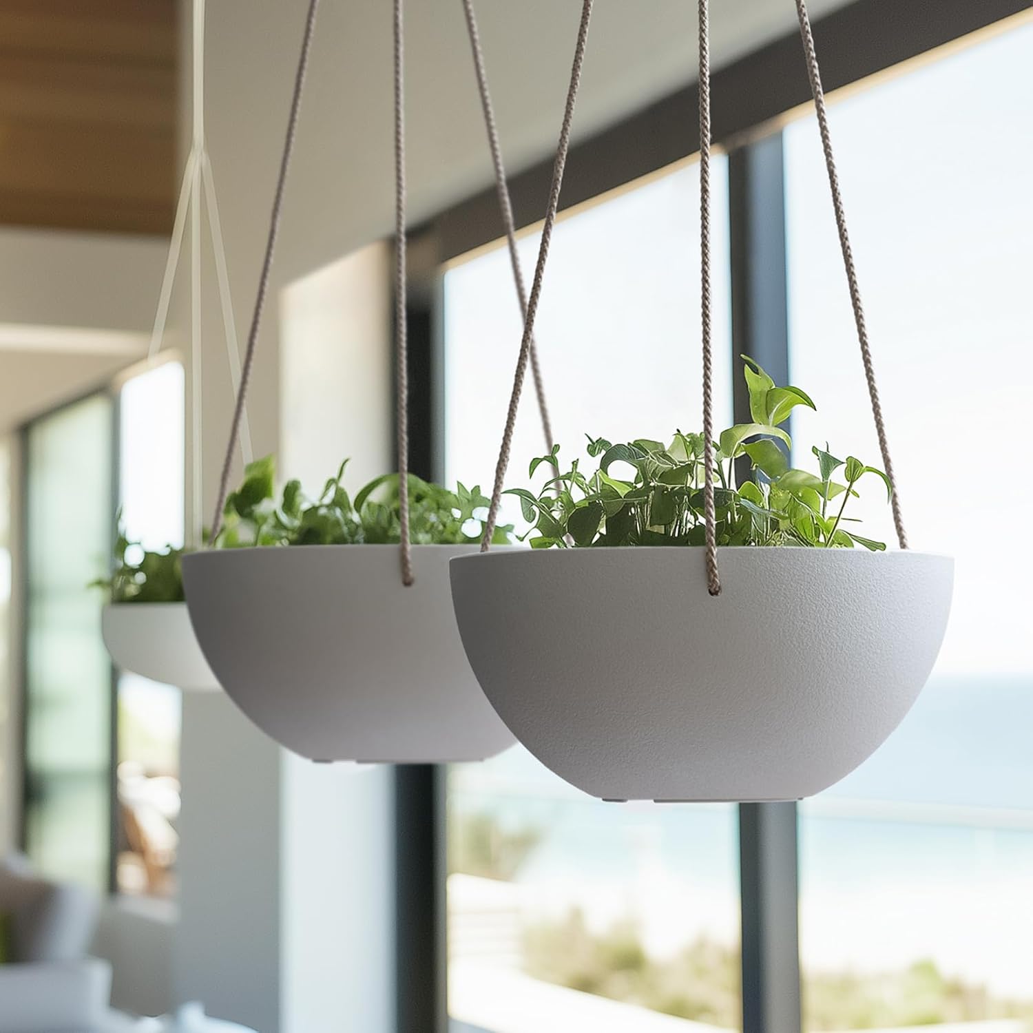 LA Jolie Muse Hanging Planter Baskets for Indoor Plant, Set of 2, 9.84 Inch | Decorative Hanging Baskets with Drainage