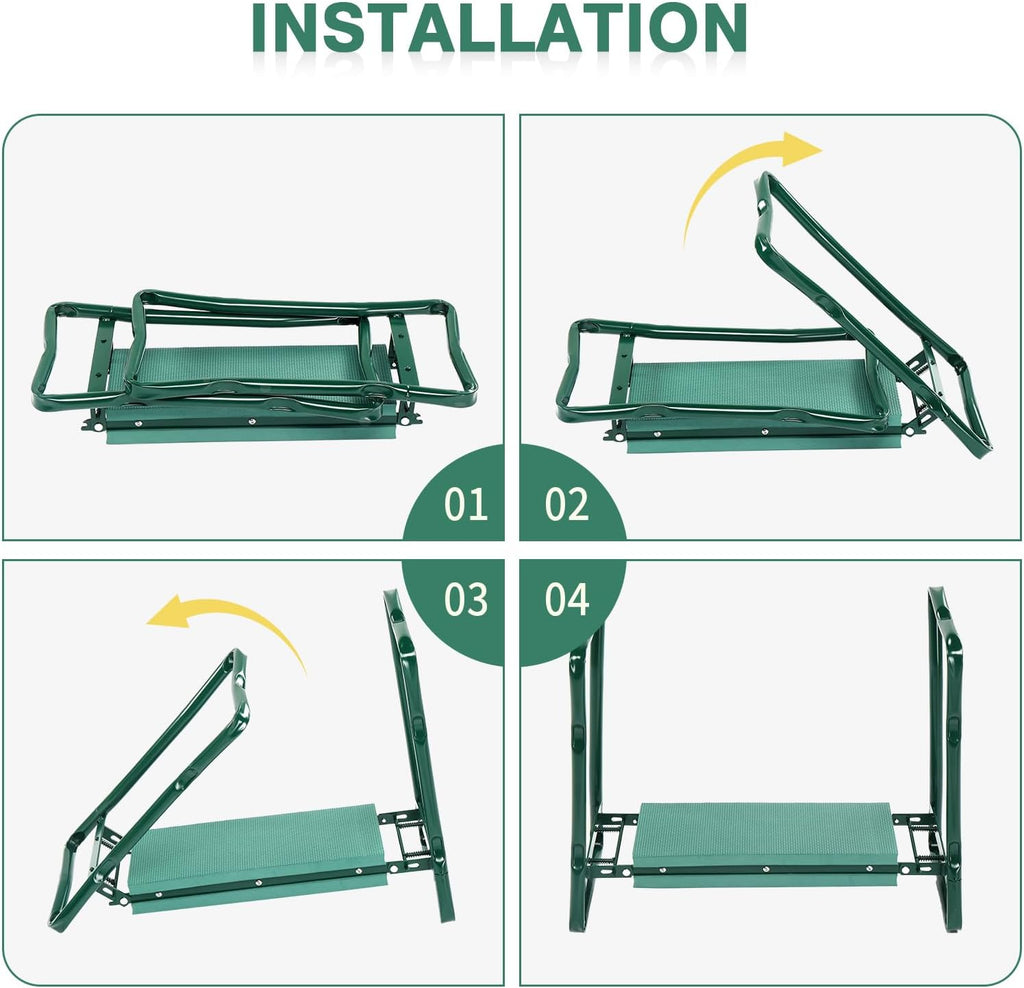 VINGLI 24in Foldable Garden Kneeler and Seat with Tool Pouch, 2-in-1 Function Portable Thicken Soft Kneeling Pad Garden
