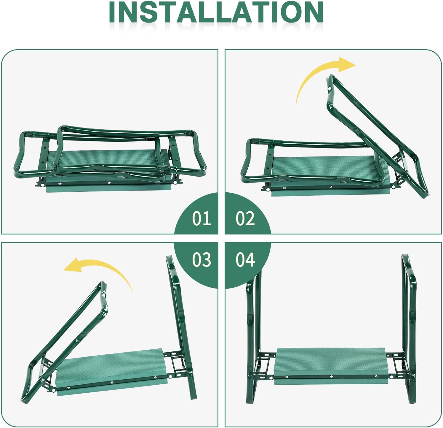VINGLI 24in Foldable Garden Kneeler and Seat with Tool Pouch, 2-in-1 Function Portable Thicken Soft Kneeling Pad Garden