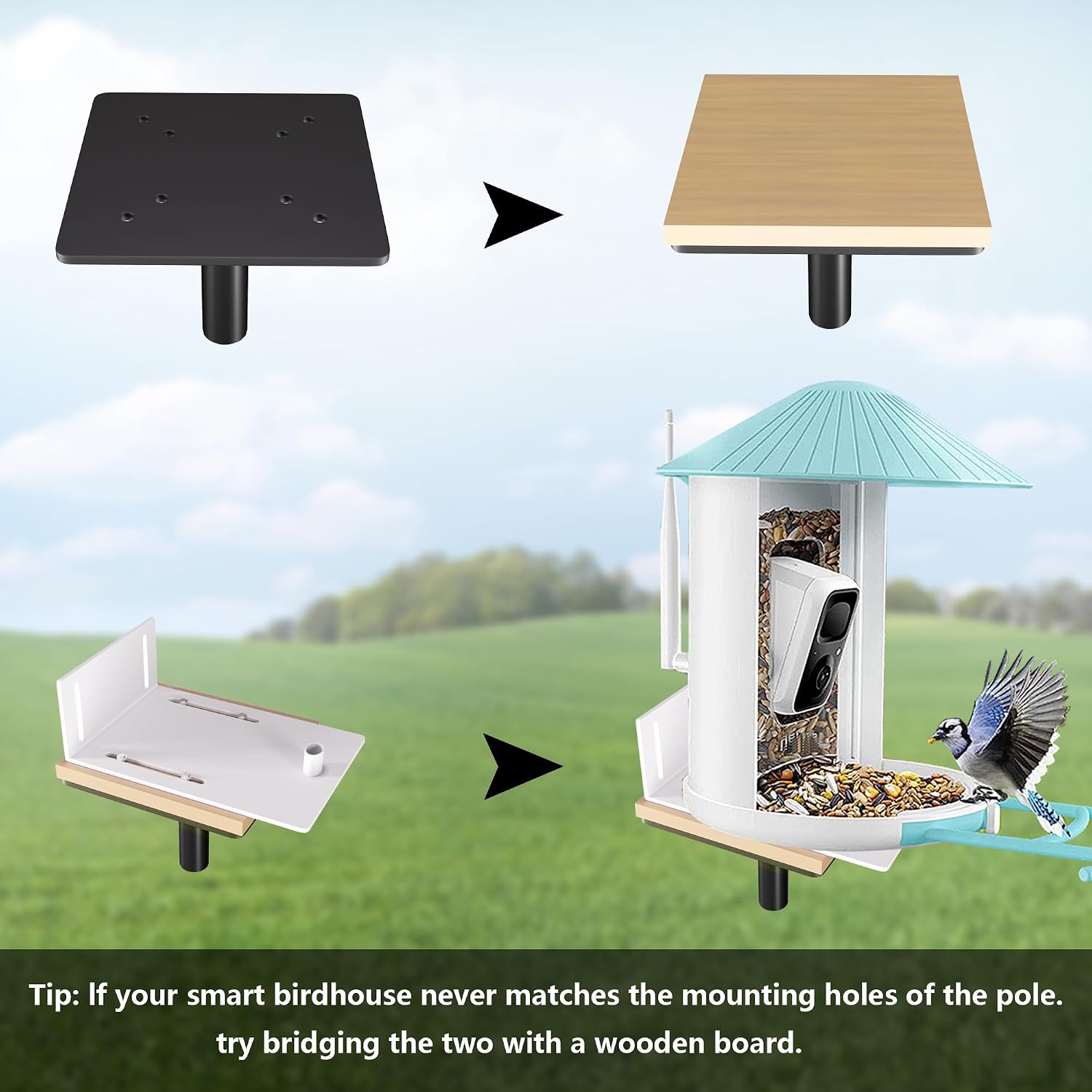 Bird Feeder Pole Kit, 79 Inch Bird House Pole for Outdoors Heavy Duty,5 Base Prongs Adjustable Birds Feeder Stand for