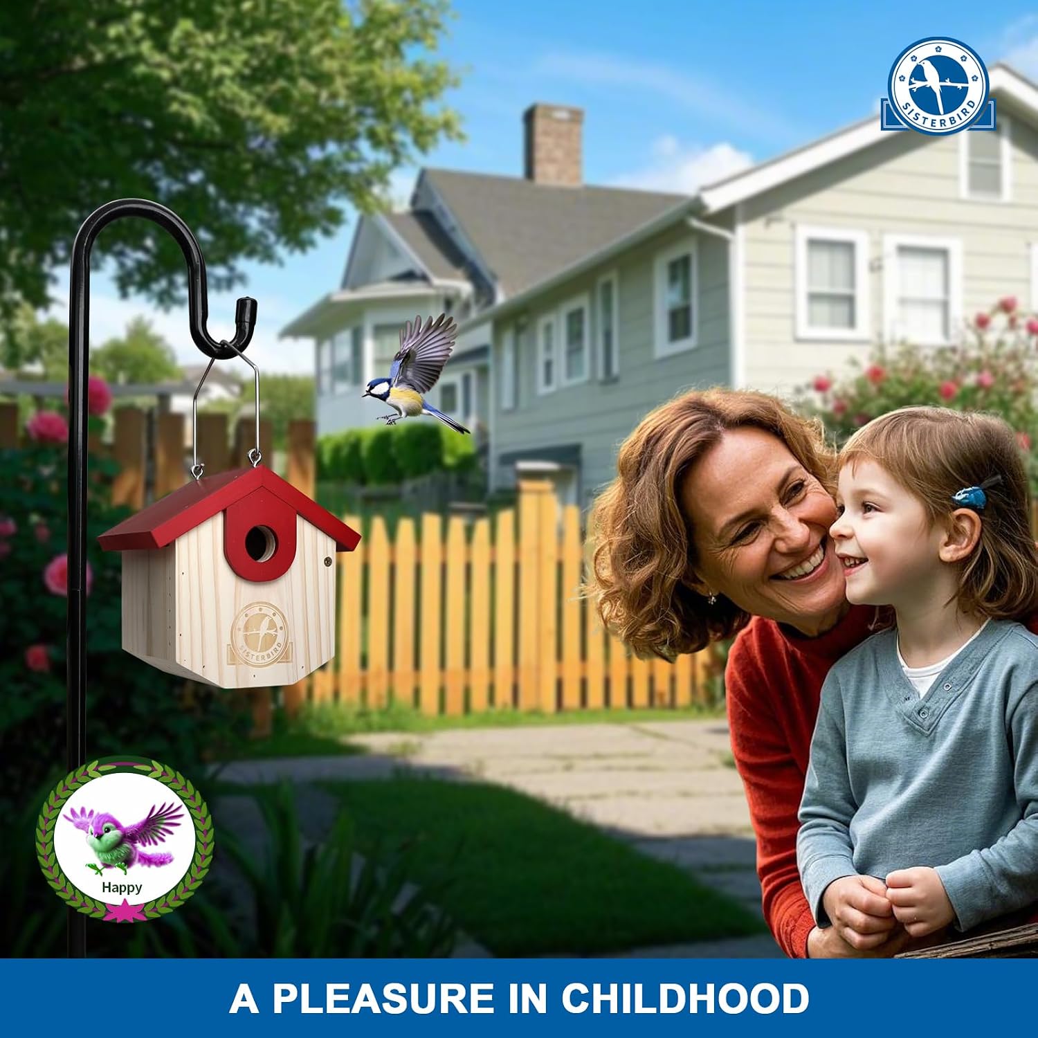 SISTERBIRD Wren Bird Houses for Outside Cedar Hanging Birdhouses for Outdoors 1-1/8" Entrance Hole Bird Houses for