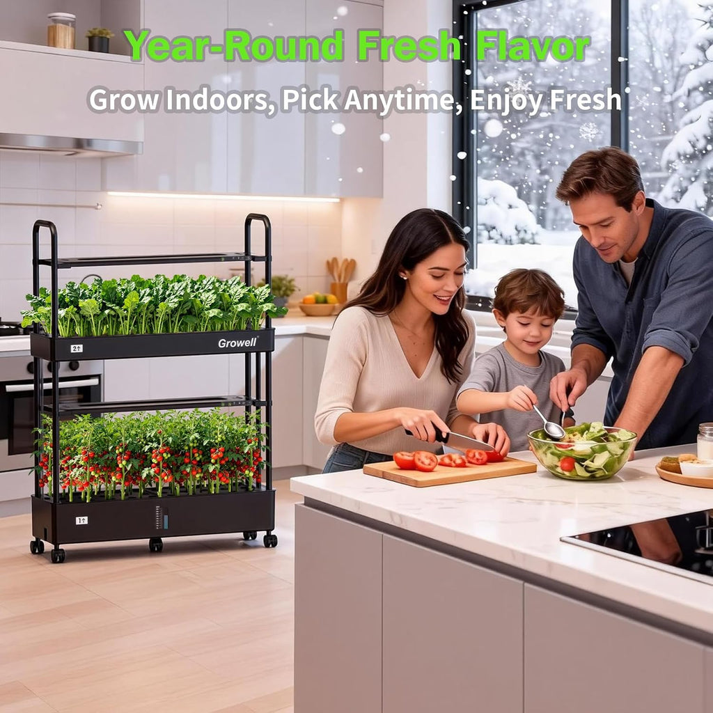 Growell Large Hydroponics Growing System Kit, 60 Pods Vertical Indoor Herb Garden Kit with 2 Light Modes & Auto