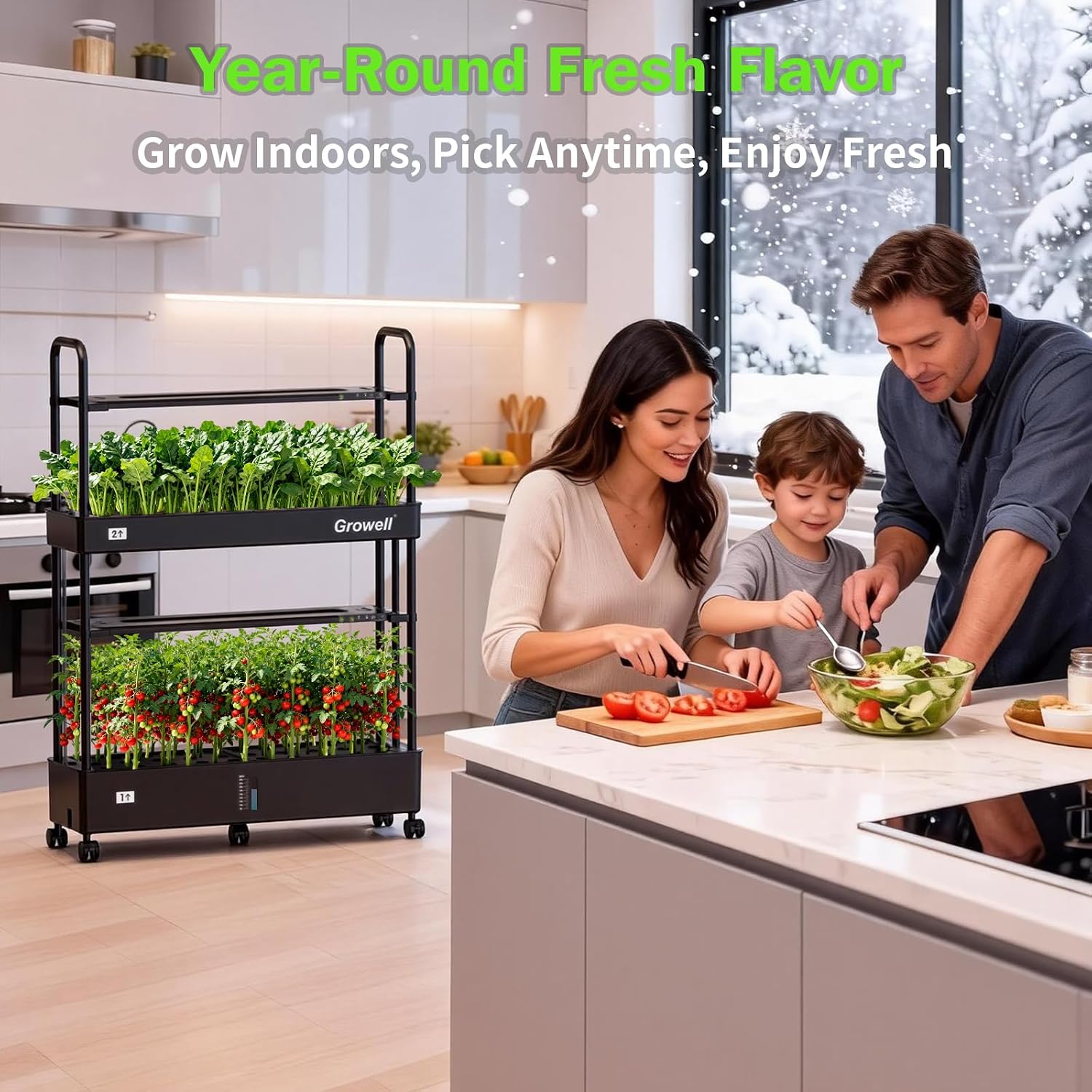 Growell Large Hydroponics Growing System Kit, 60 Pods Vertical Indoor Herb Garden Kit with 2 Light Modes & Auto