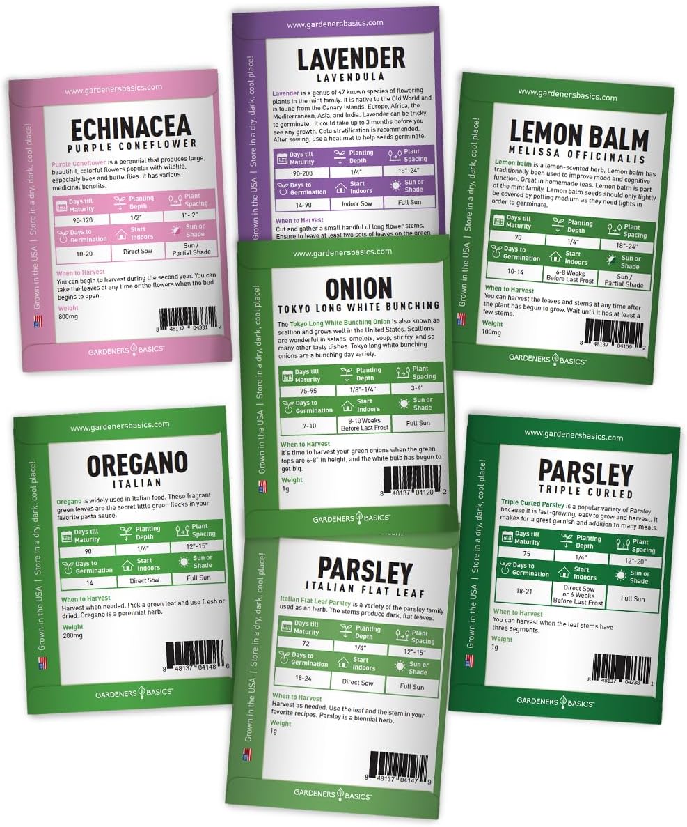Gardeners Basics 35 Medicinal Herb Seeds Variety Pack for Planting, Non-GMO | 35 medicinal and culinary herbs; over