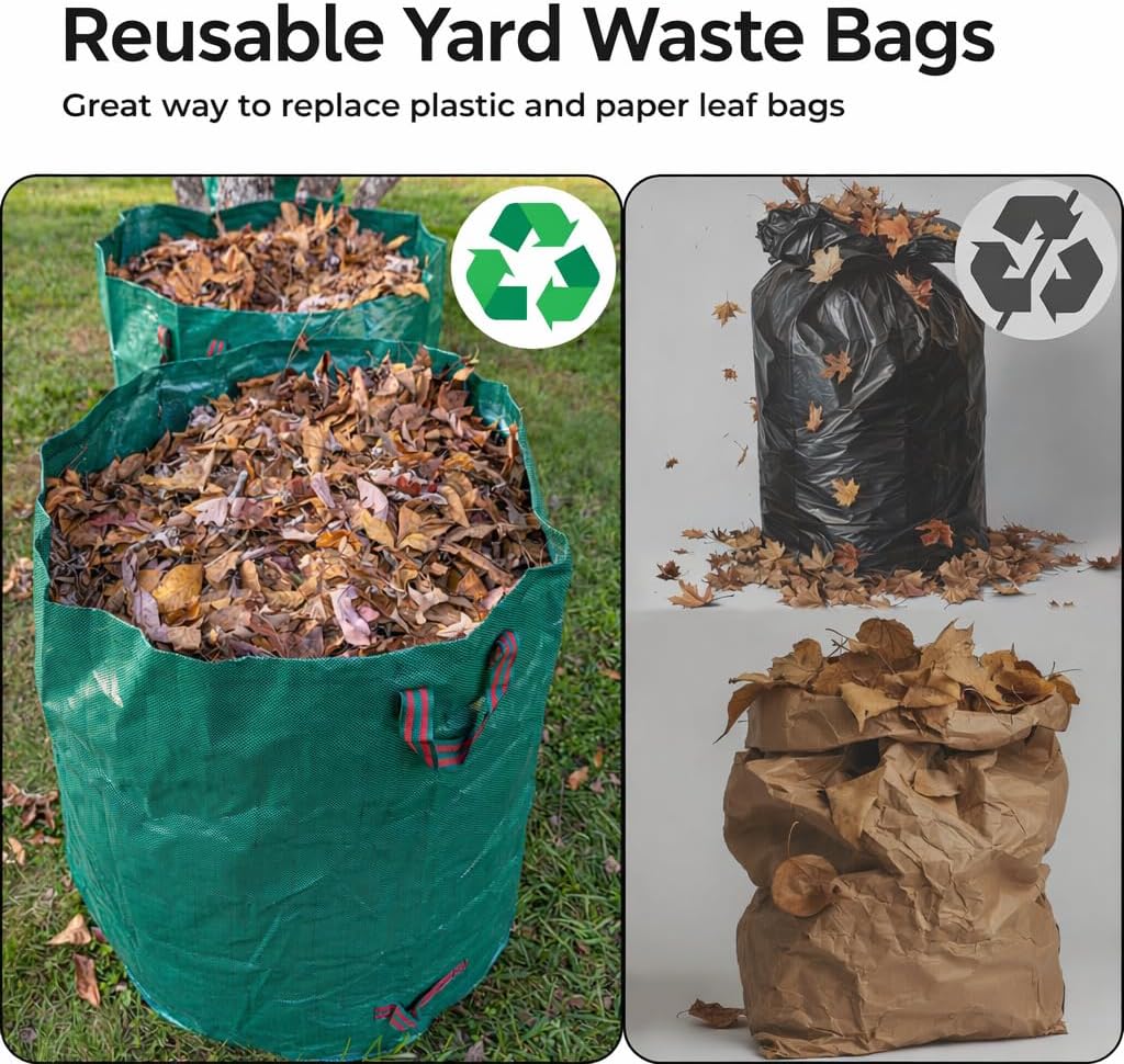 Gardzen 3 Pack 72 Gallon Garden Waste Bags Reusable Heavy Duty | Gardening Bags for Lawn, Pool and Yard Cleanup