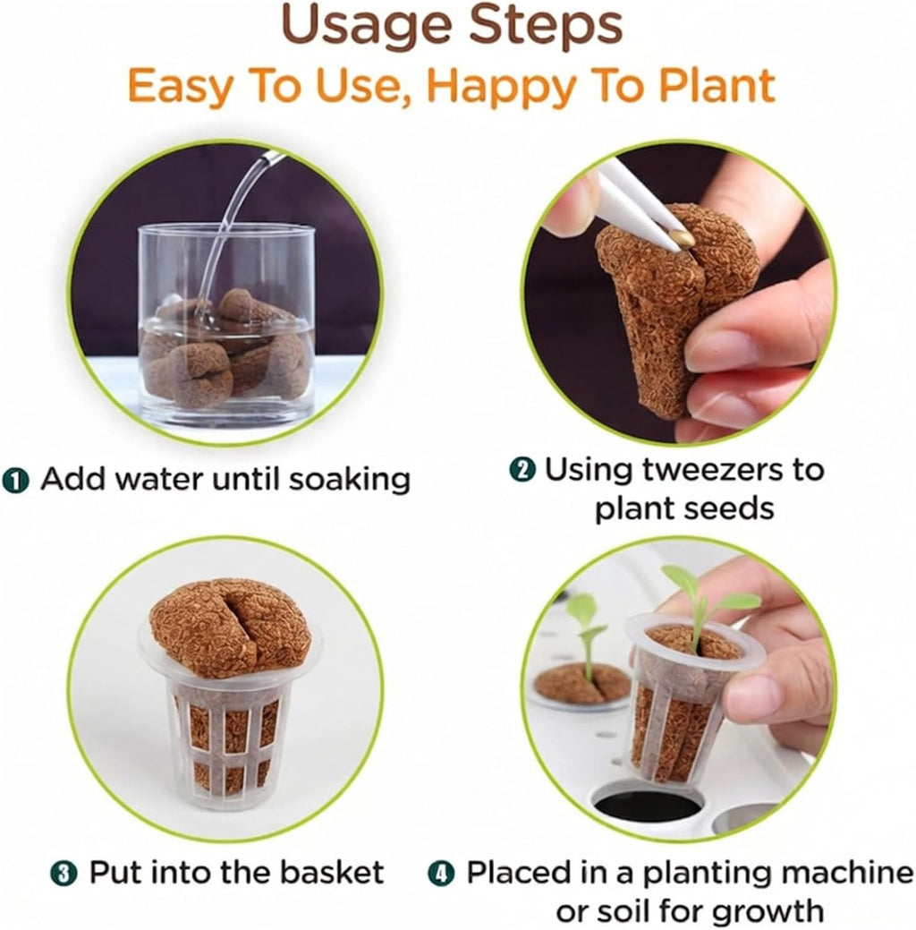 150PCS Seed Starter Plugs, Grow Sponges Compatible with Hydroponic Trays | Expandable Grow Media for Seed Starting