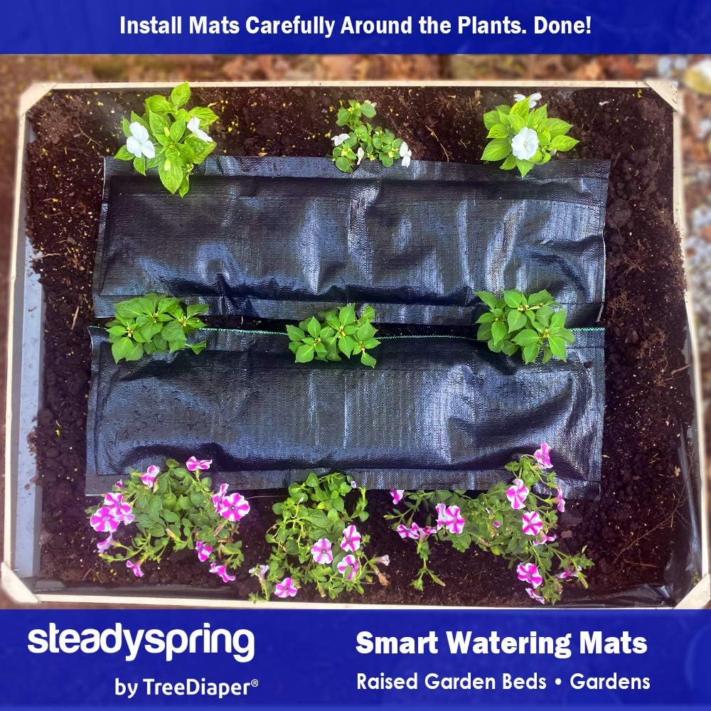SteadySpring® Smart Watering Garden Mat for Raised Garden Beds 30-Day Irrigation Auto Refills with Rain for Gardens