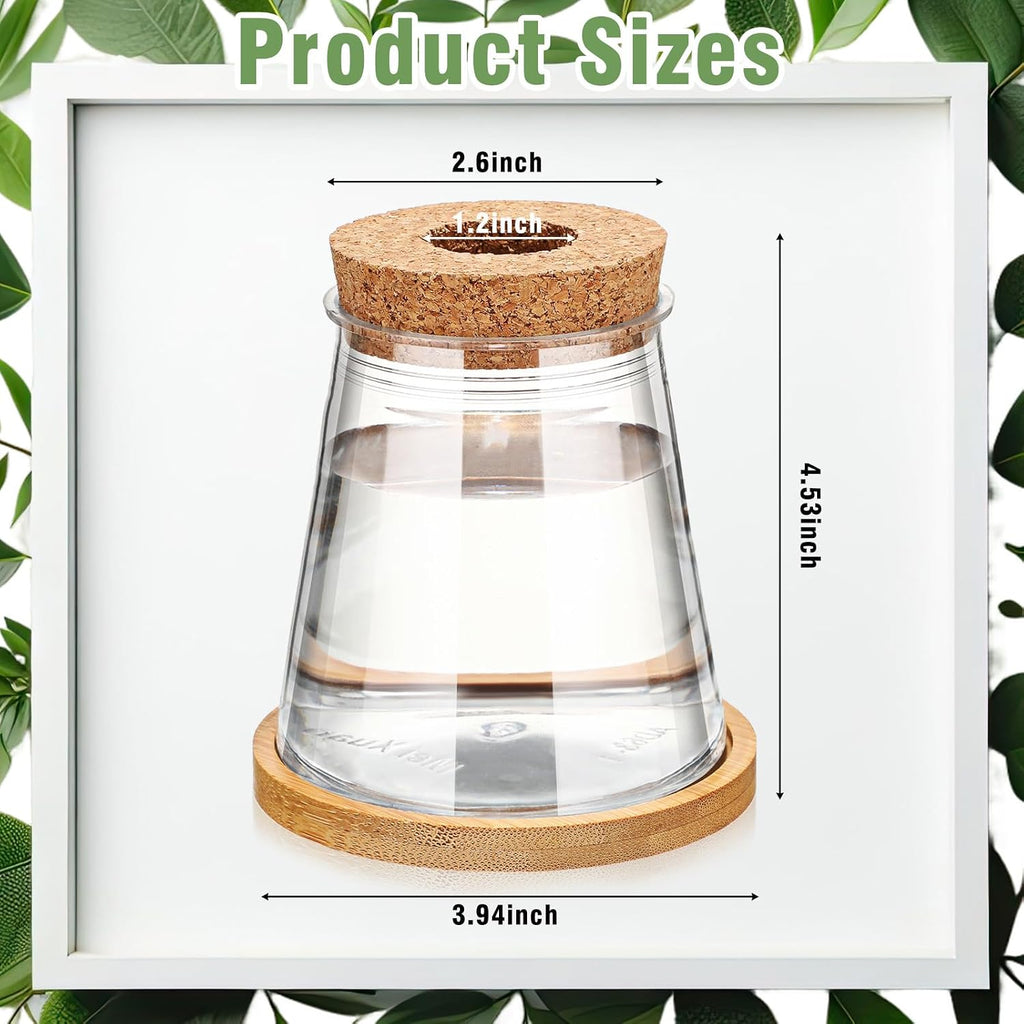 12 Packs Propagation Vases for Plants Plastic Plant Propagation with Hole Lid and Bamboo Stand Growing in Water