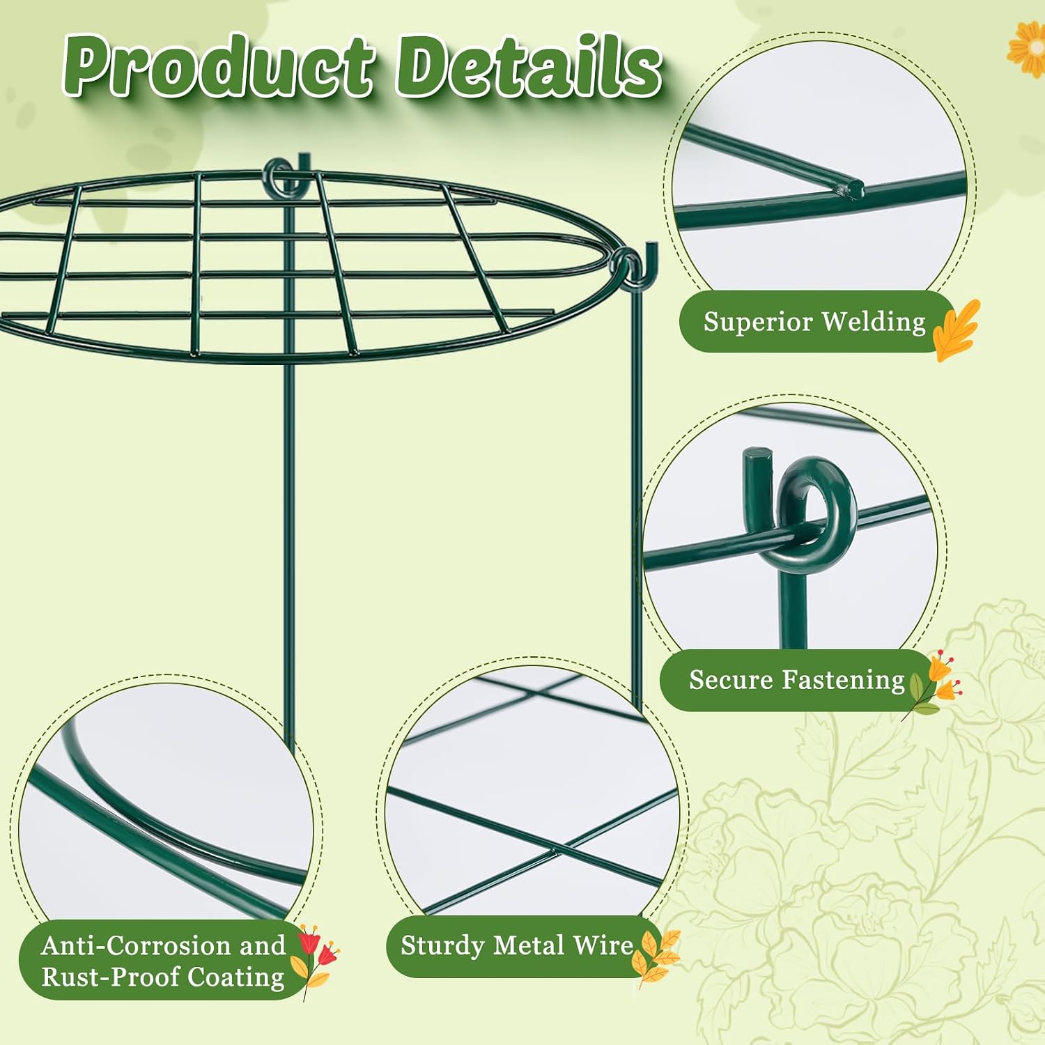 TTQ 8 Pack 12 x 15.7 inch Peony Cages and Supports,Metal Grow Through Plant Supports for Outdoor Plants,Flowers Support
