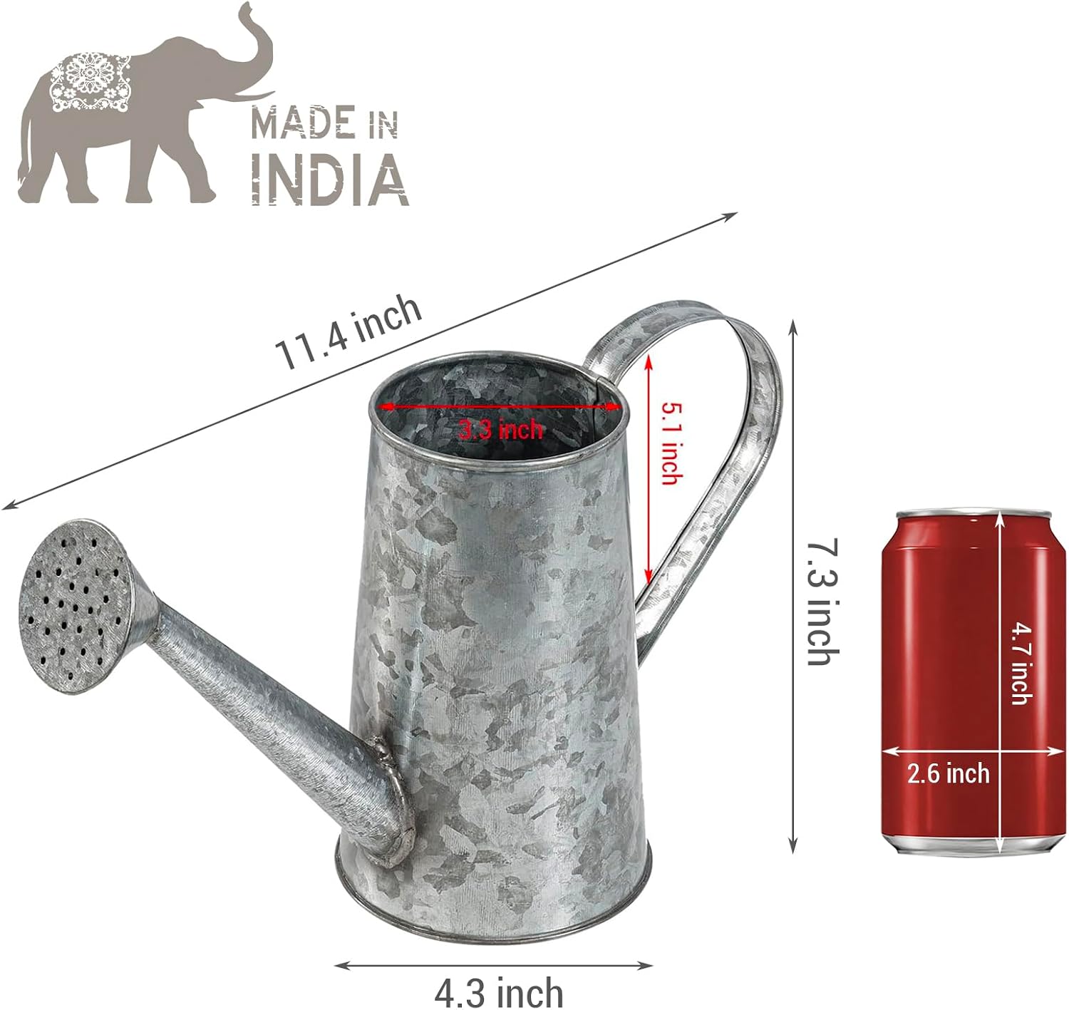 MyGift Vintage Galvanized Metal Watering Can Vases for Flowers, Set of 2 | Handcrafted in India, these vintage vases