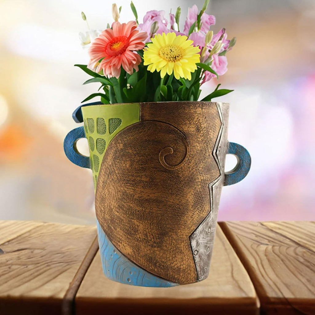 Picasso Brutalist Abstract Beauty Face Flower Pot Ornaments - Unique Face Planters Pots Rainbow Head Planter Decorative