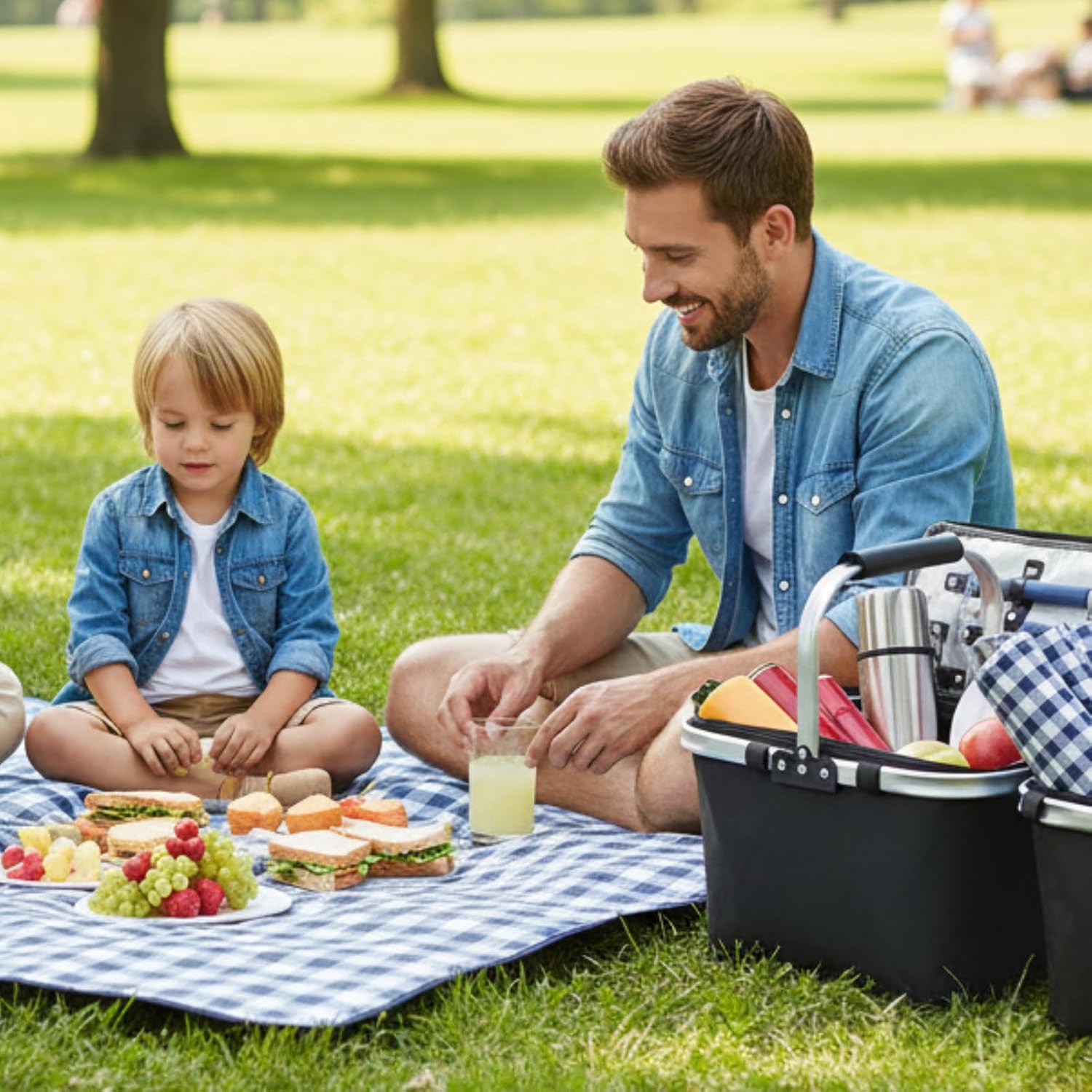 2 Pcs Large Insulated Picnic Basket, 30L Collapsible Cooler Bag Foldable Grocery Bag Market Basket Picnic Basket for