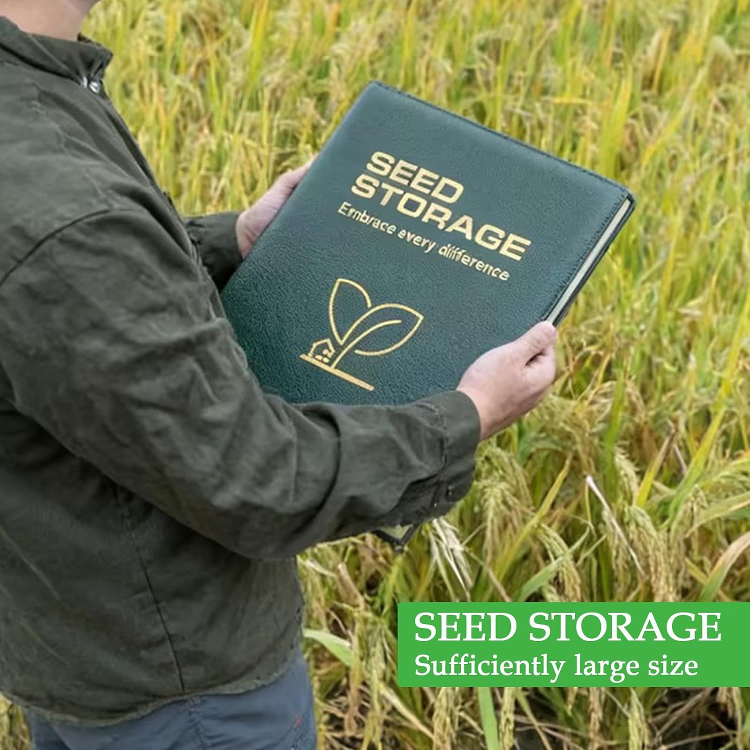 MUQING Seed Storage Organizer Binder, Flip-Top Lid Sleeves | 50 Pages + 12 Monthly Cards + 4-Season Color-Coded