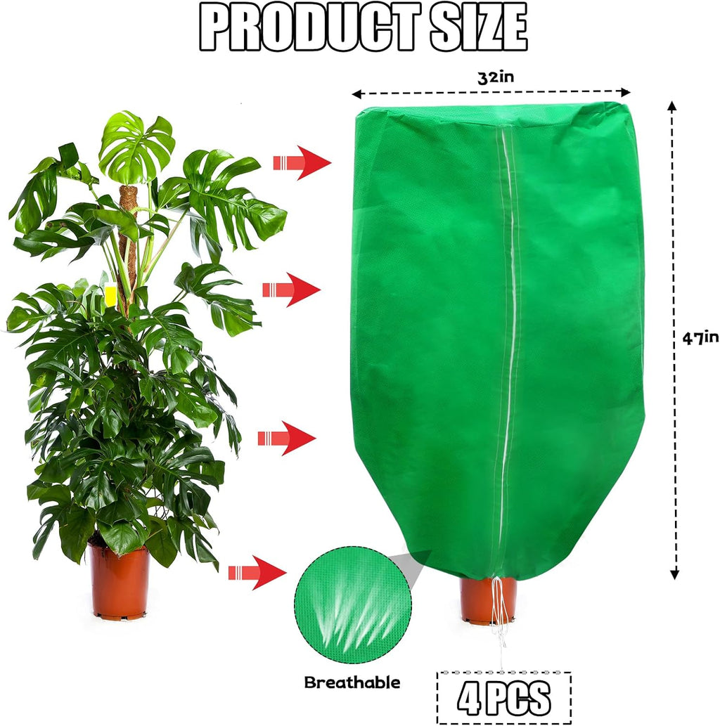 ERTIUANIO Plant Covers Freeze Protection 4 Packs 47" x32" Winter Rounded Top Frost Cloth Plant Covers Freeze Protection
