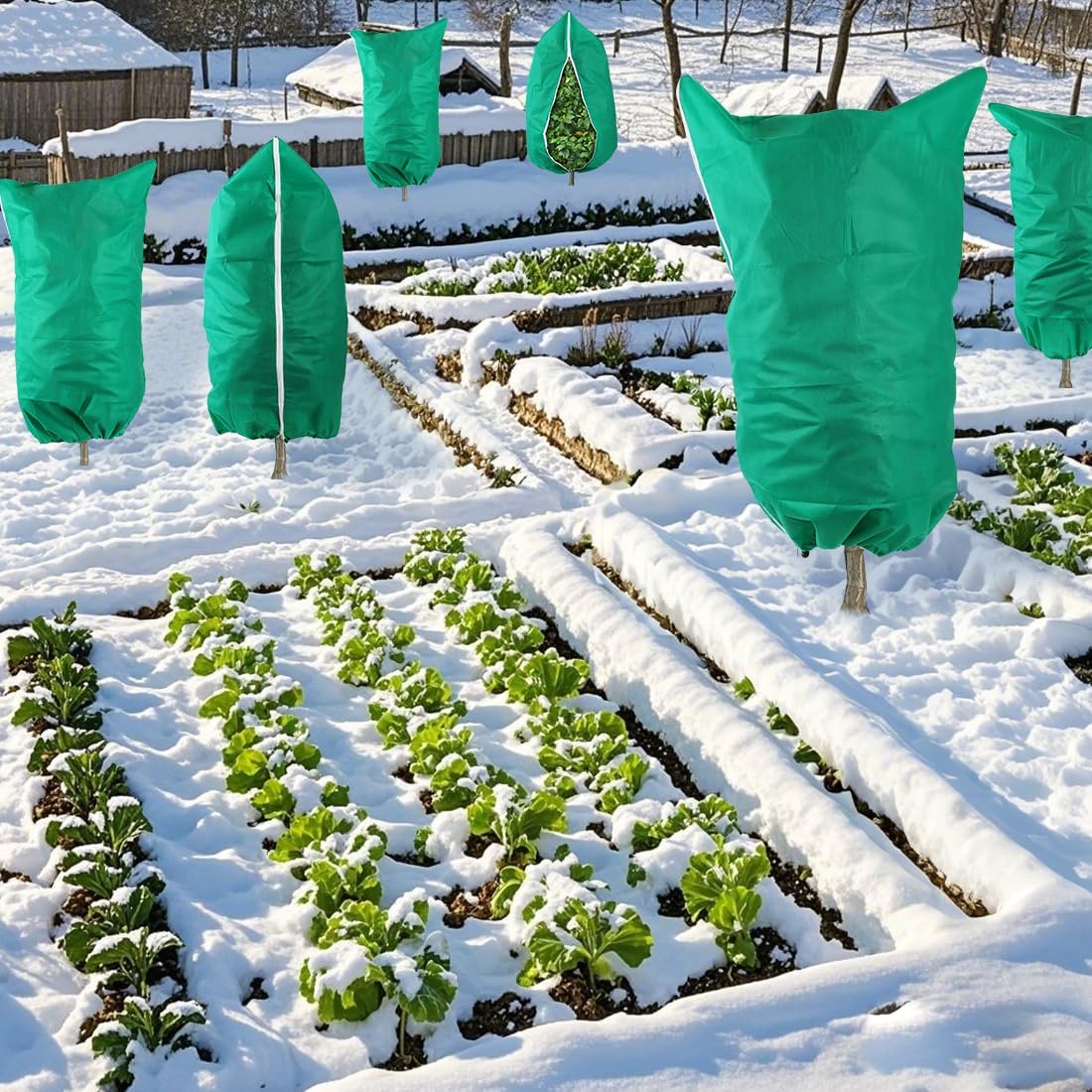 4-Pack Plant Covers Freeze Protection, Frost Covers with Zipper Drawstring, Plant Protectors from Animals, Outdoor
