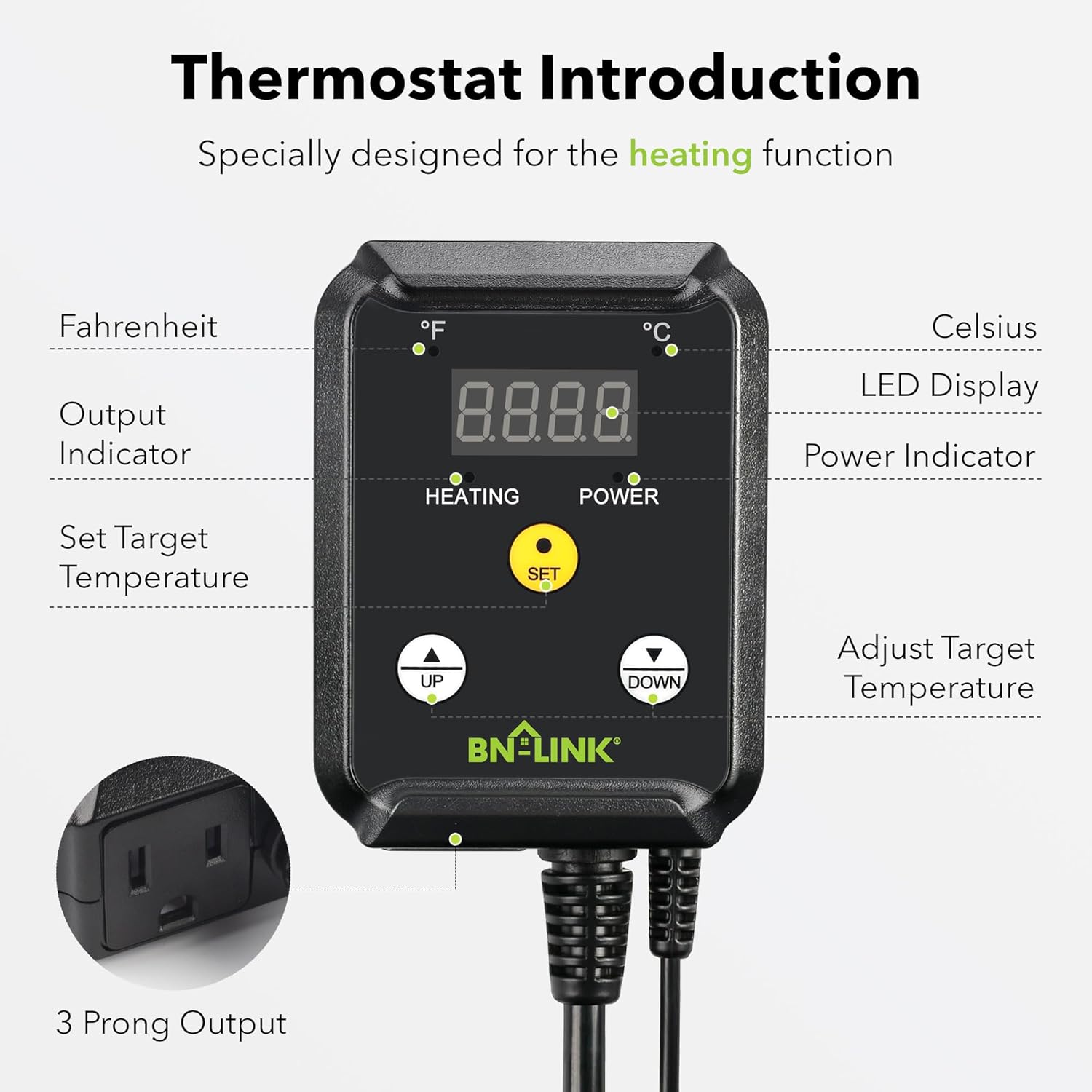 BN-LINK Reptile Thermostat Controller and Heat Mat for for Seed Germination, Reptiles and Brewing Breeding Incubation