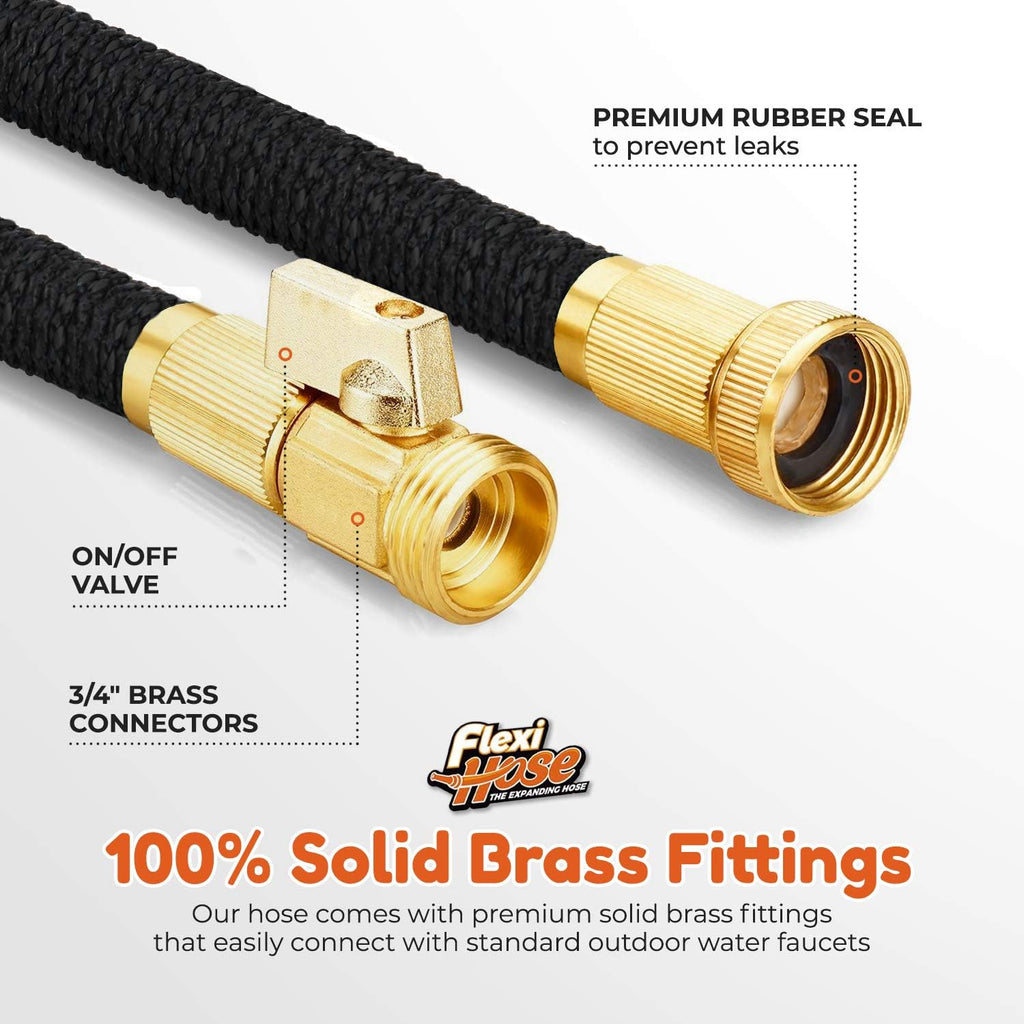 Flexi Hose Lightweight Expandable Garden Hose, 50FT - Retractable Garden Hose, Water Hose - No-Kink Flexibility, 3/4