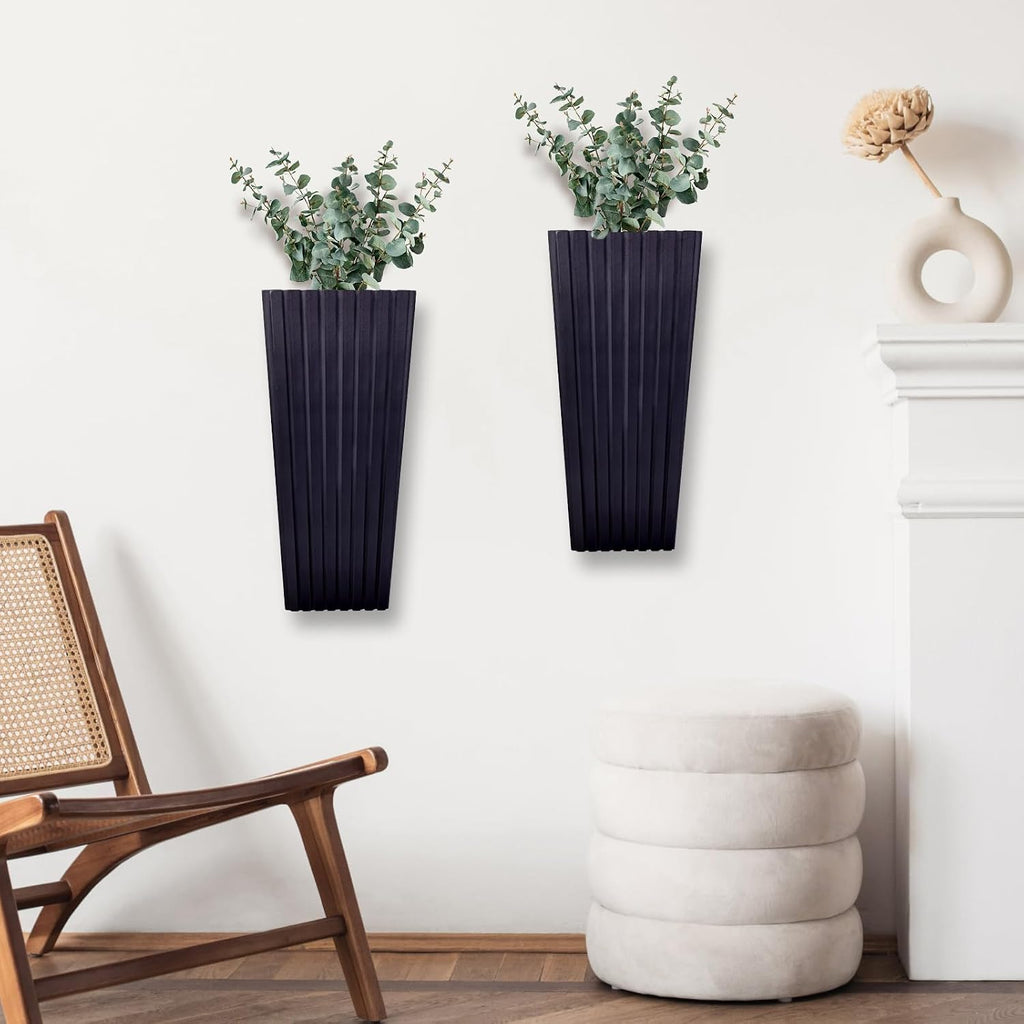 2PCS Wood Wall Planter for Indoor Plants, Wooden Hanging Planter for Dried Flowers and Artificial Greenery