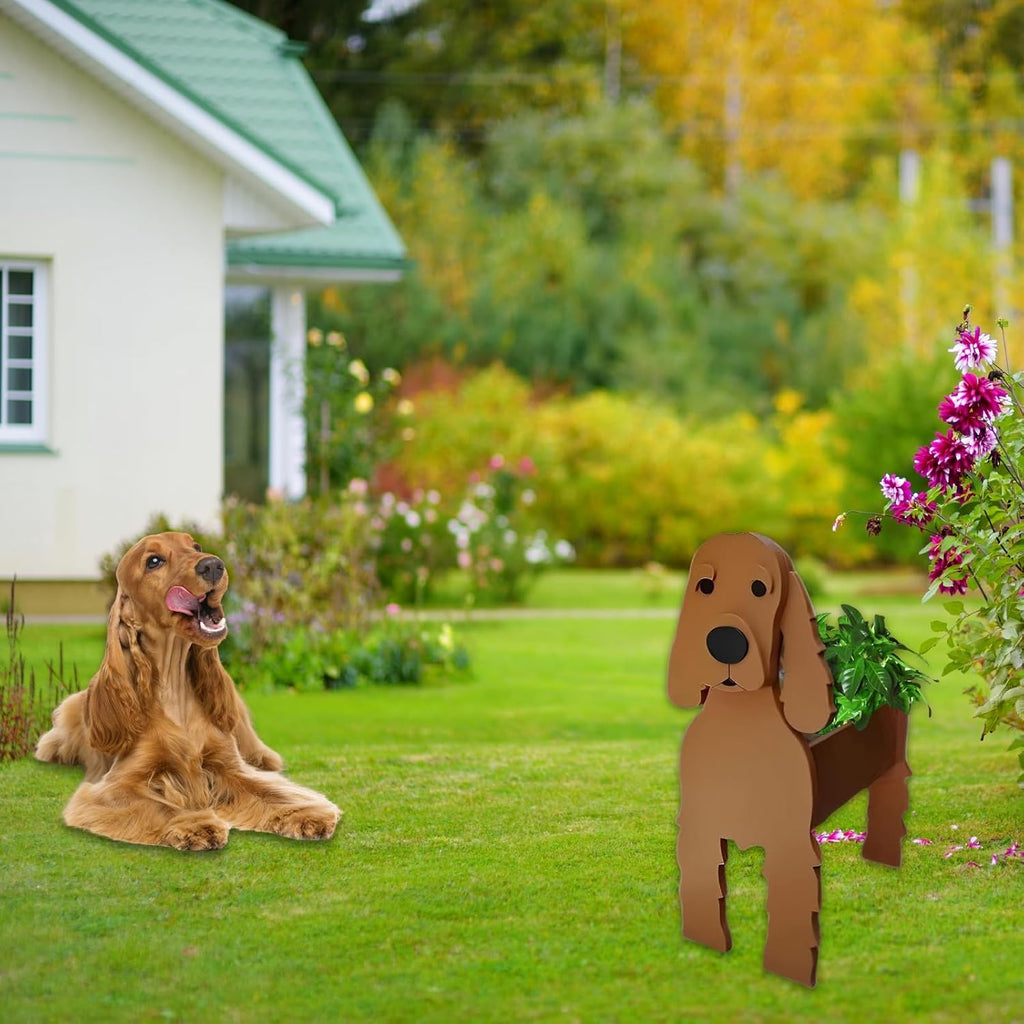 Brown Cocker Spaniel Dog Planter Pots, Animal Shaped Flower Pot | Cute Plant Gift for Women and Pet Lovers, Indoor