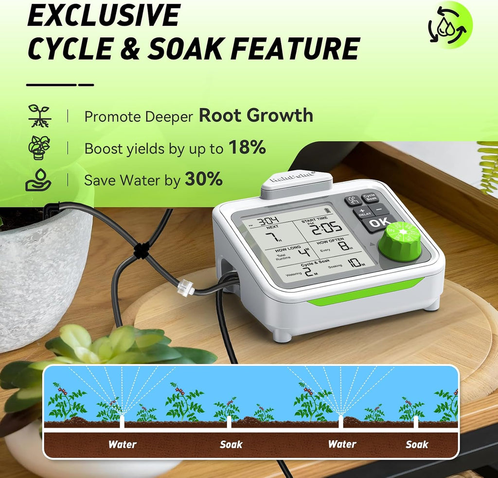 RAINPOINT Indoor Large Display Automatic Plant Waterer Kit | Drip Irrigation System with Next Watering Countdown