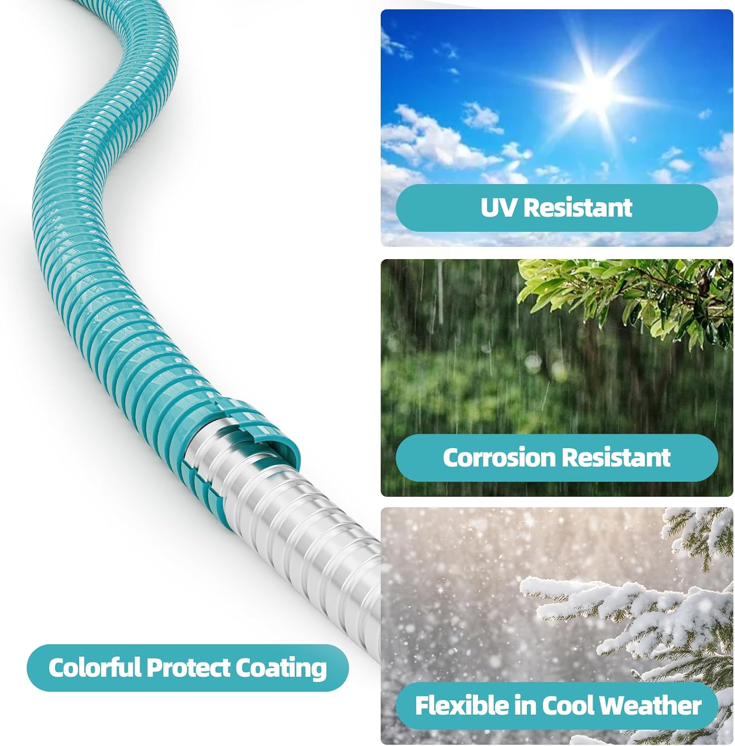 SPECILITE 25ft 304 Stainless Steel Garden Hose Metal, Heavy Duty Water Pipe with Nozzles for Yard, Outdoor - Flexible