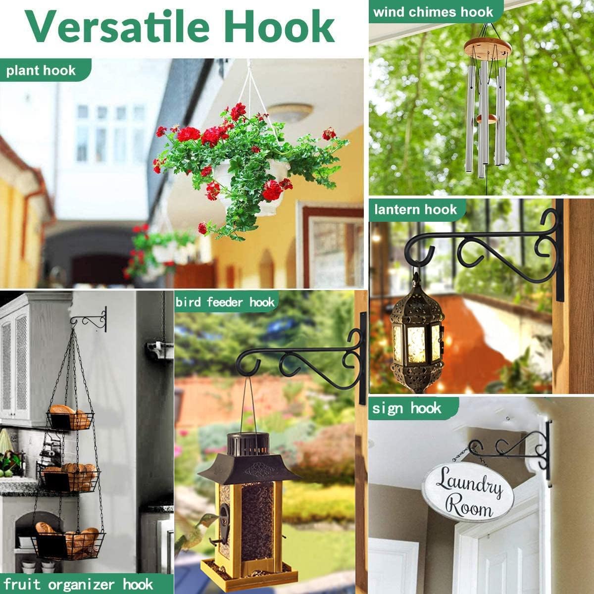 Hanging Plant Brackets, 2pcs 12 Inch Heavy Duty Wall Mount Bracket Strong Durable Rust-Resistant Plant Hanger Hook with