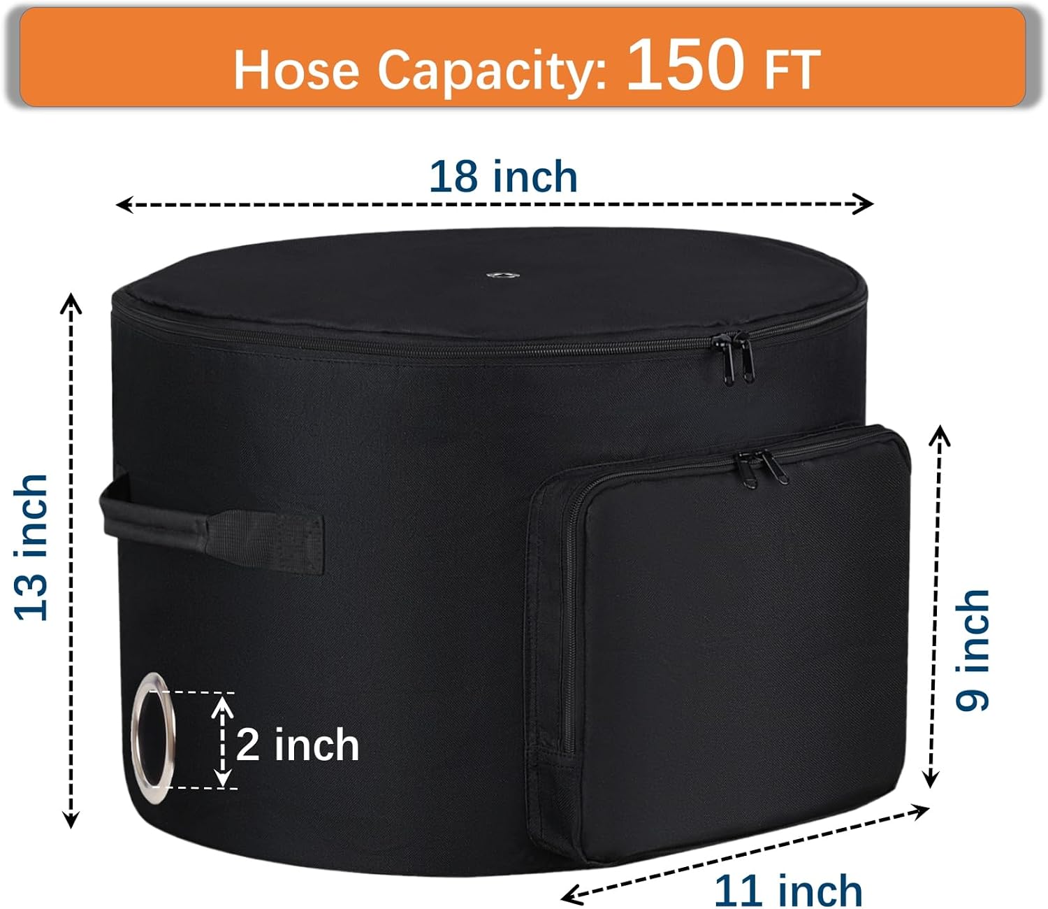 Garden Hose Holder Standing Bag, Water Hose Holder Pot Bag for Outside, with Hose Entry Hole; Drainage & Breathable