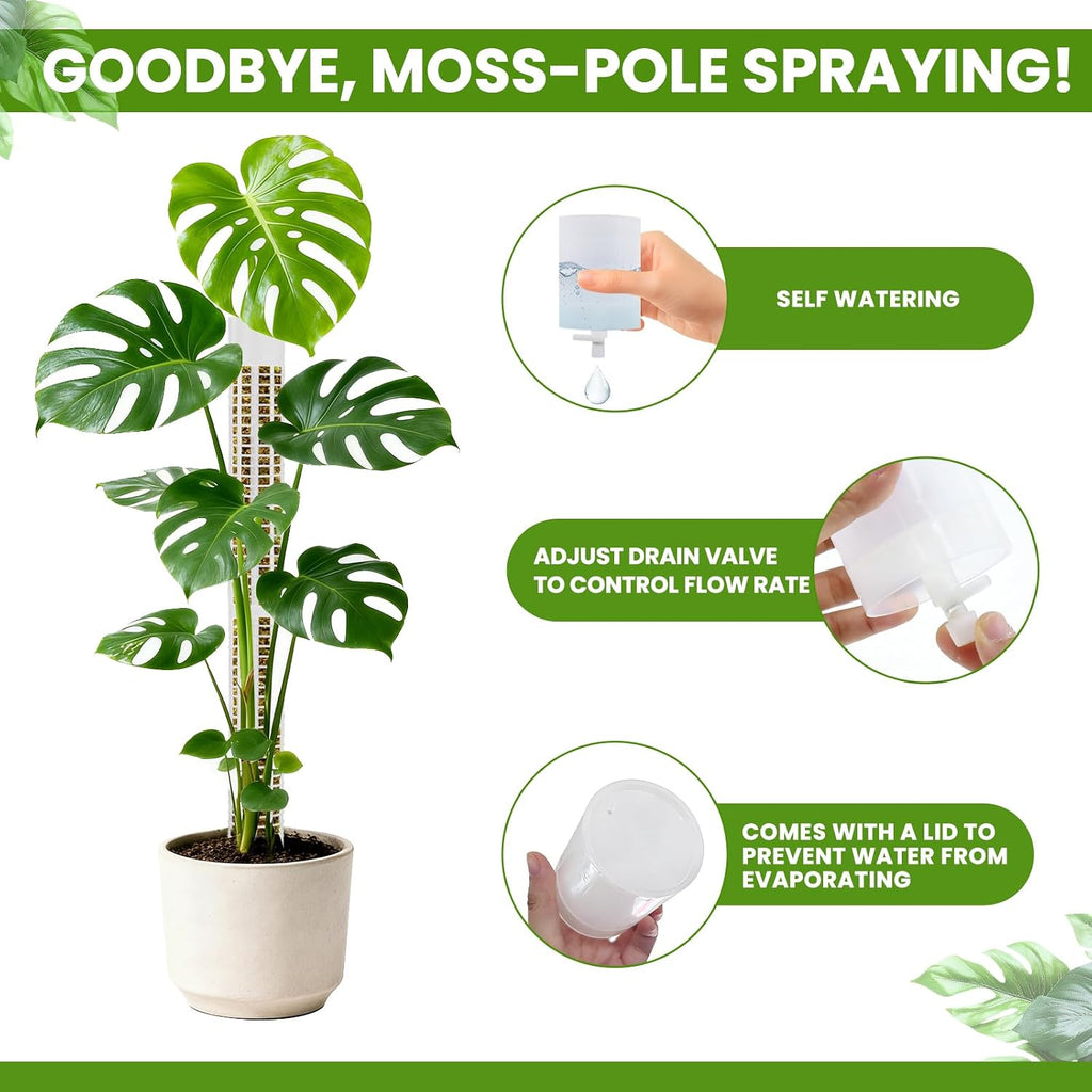 NZNDB Moss Pole Monstera Plant Support, 2Pack 17 in Self Watering Moss Pole | Stackable & Refillable Plastic Moss Poles