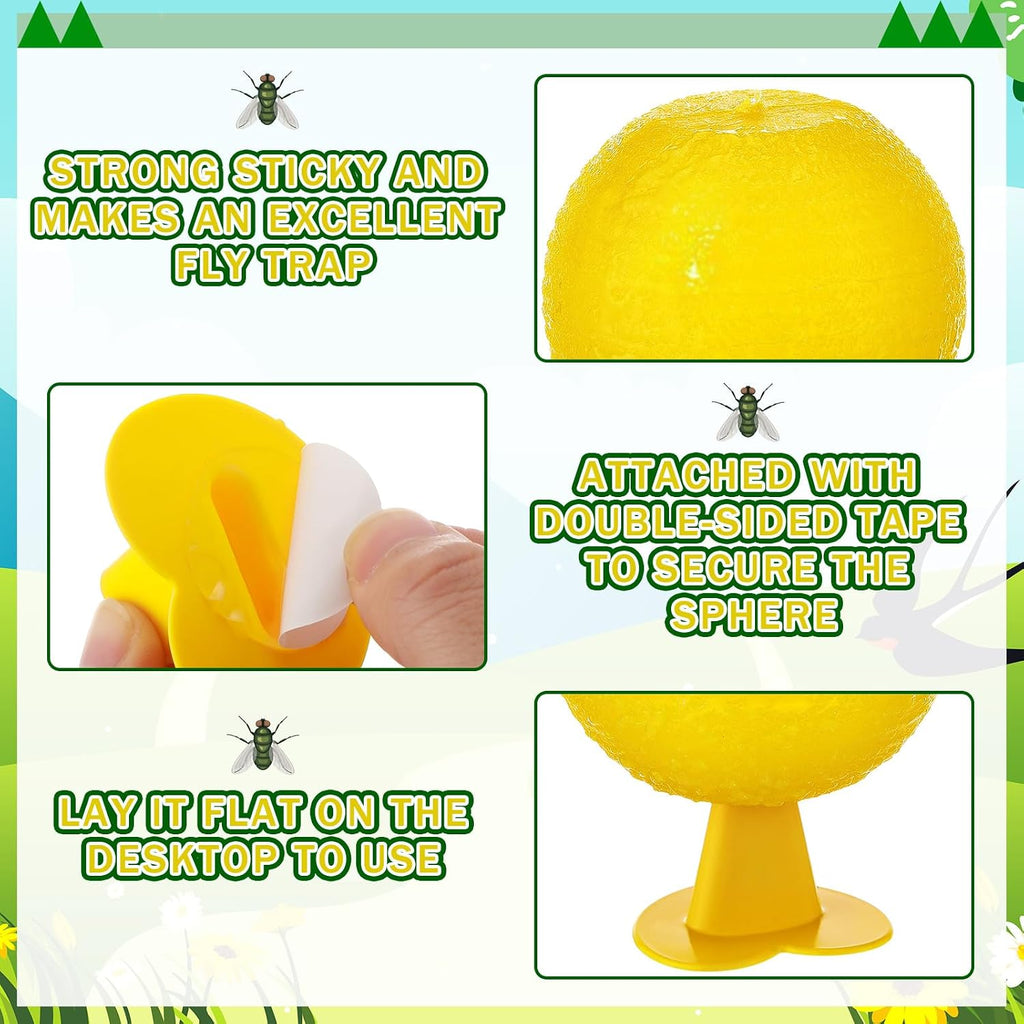 Qualirey 10 Set Fruit Fly Sticky Trap Balls Fungus Gnat Killer Bug Catcher Gnat Trap Insect Traps Indoor Outdoor Plant