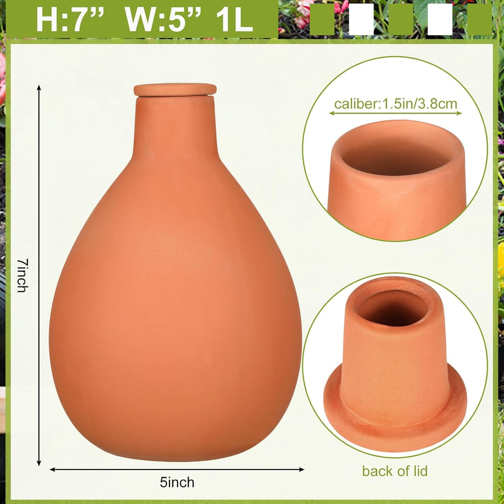 4 Pcs Watering Pots Large Terracotta Watering Pots with Lid 34 oz Terra Cotta Self Watering Pots Water Dripper