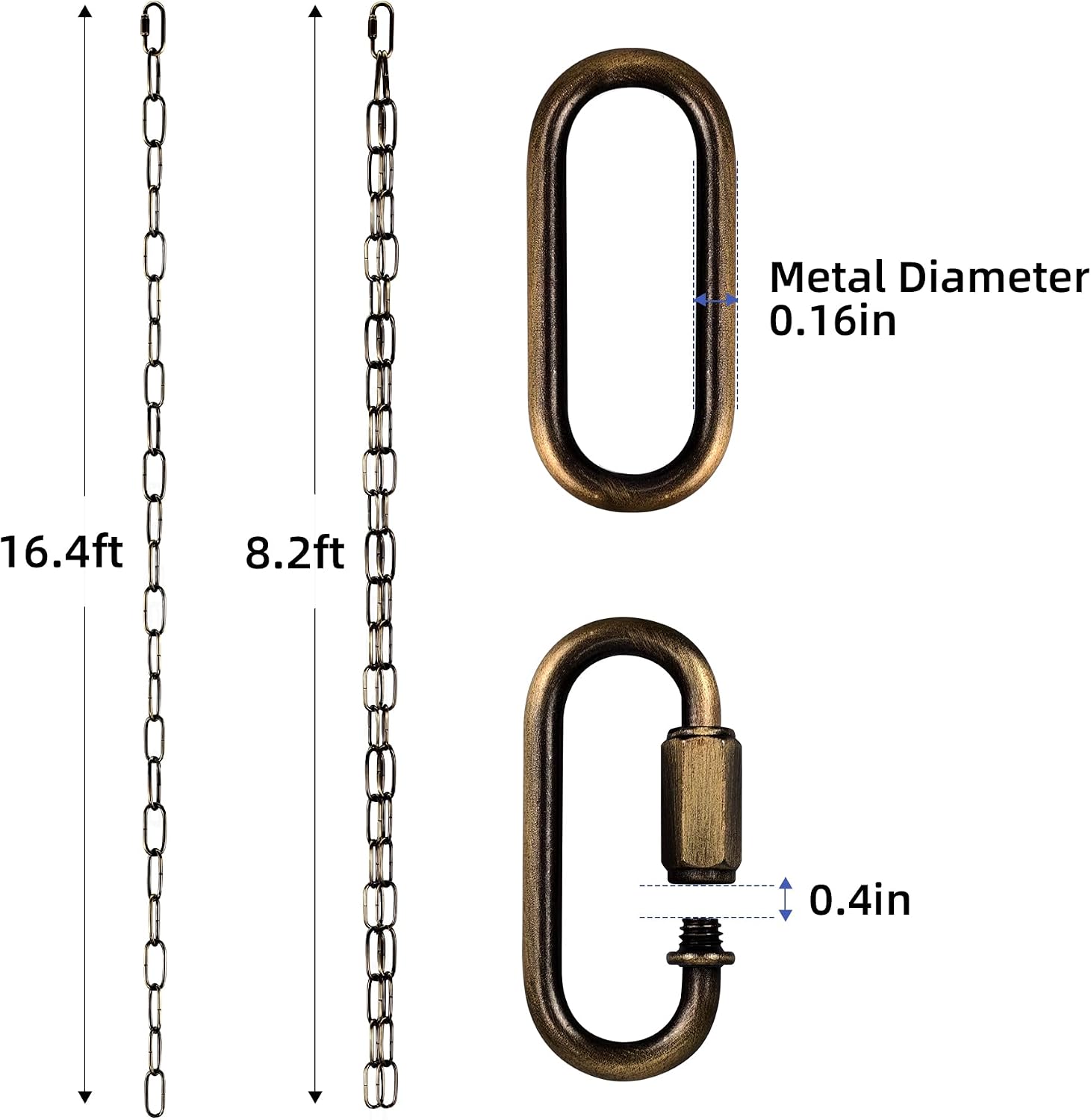 LOFIR 16.5FT Matte Bronze Iron Rain Chain 4mm | 16.5ft bronze rain chain with hooks bells, 4mm iron tube for roof eaves